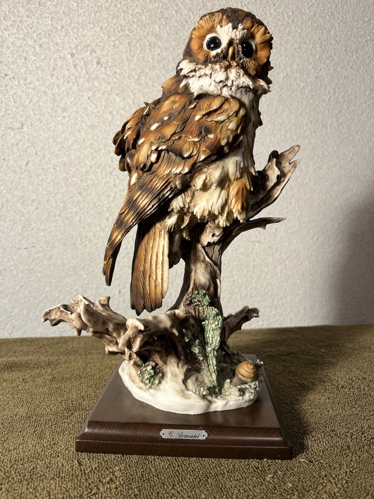 Giuseppe Armani Porcelain Brown Owl Sculpture Florence Figurine Capodimonte 1985