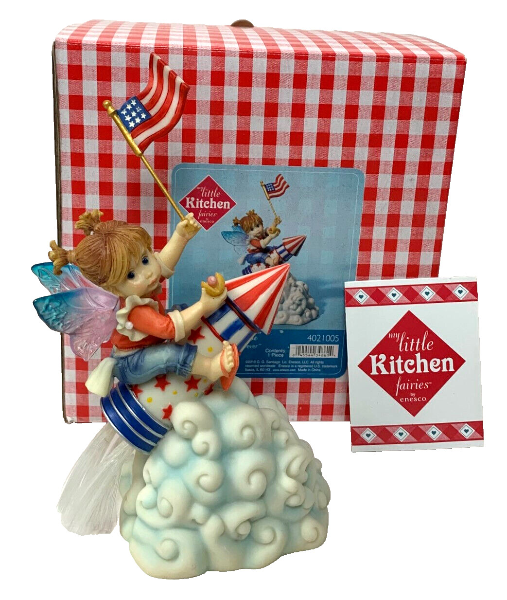 Enesco 2010 My Little Kitchen Faires Patriotic Rocket Fairie Musical Figurine