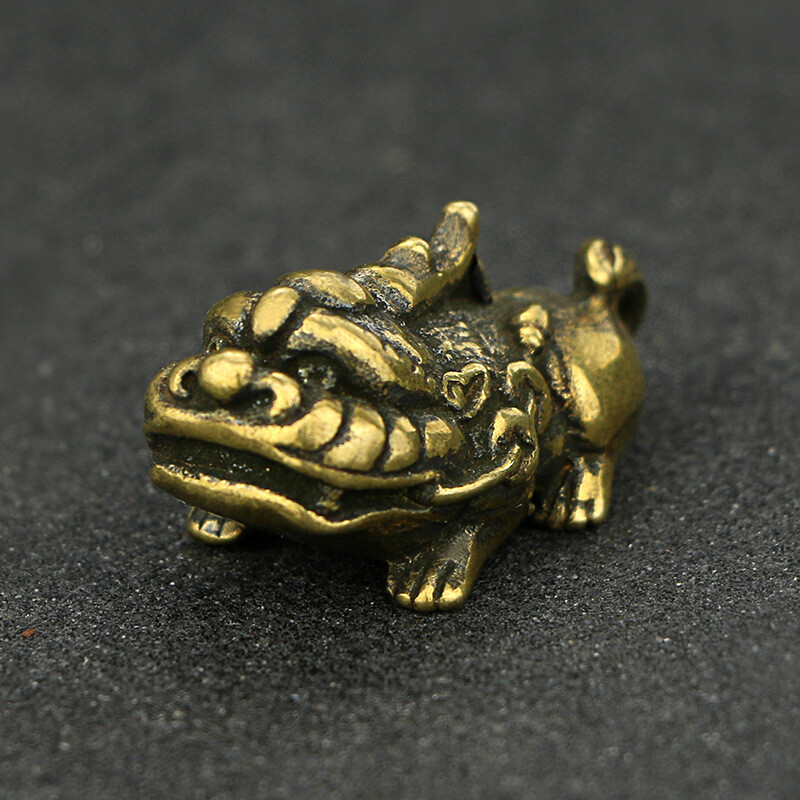 Solid Brass Pi Xiu Figurine Small Statue Home Ornament Figurines Collectibles