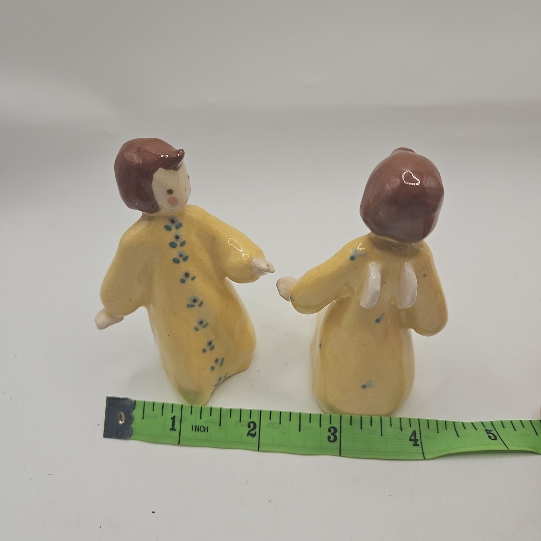 Two Vintage Yellow Angel Figures 3.5 Inches Tall