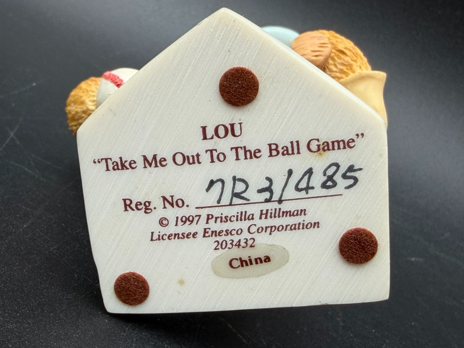 1997 Enesco Cherished Teddies Lou “Take Me Out To The Ball Game” #203432