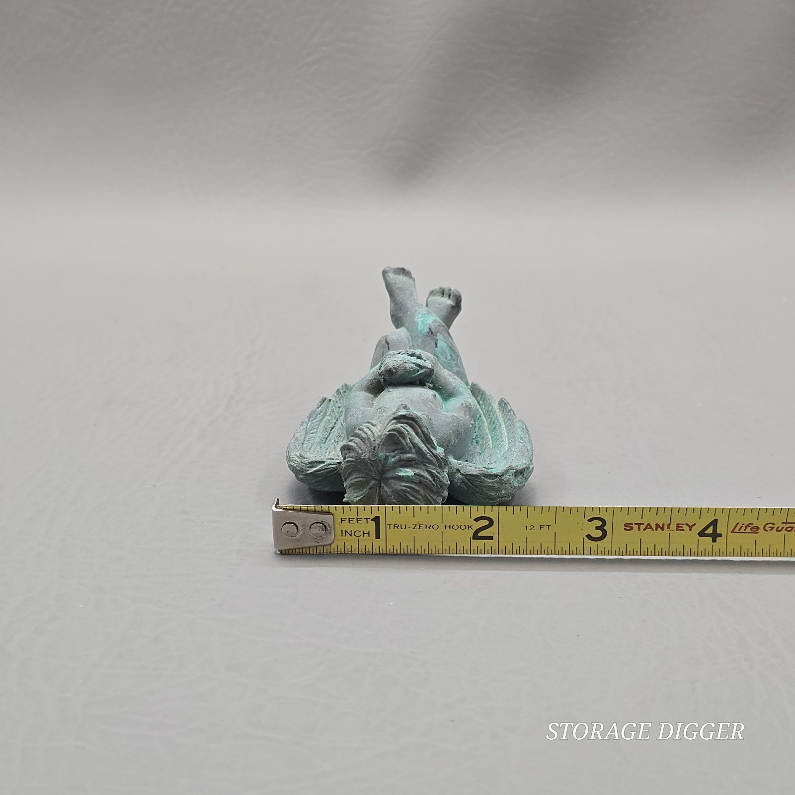 Vintage Angel Figurine 3.5″ Patina Finish Cherub Statue Home Decor Shelf Sitter