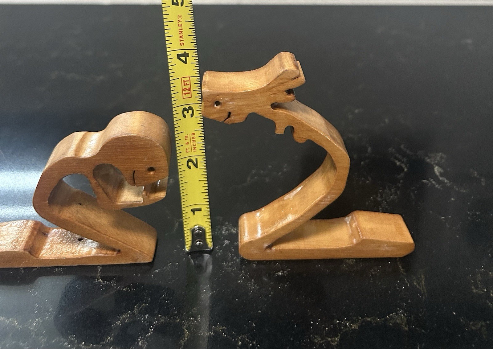 Wooden Abstract Figurines Hand Made Lot Of (4)