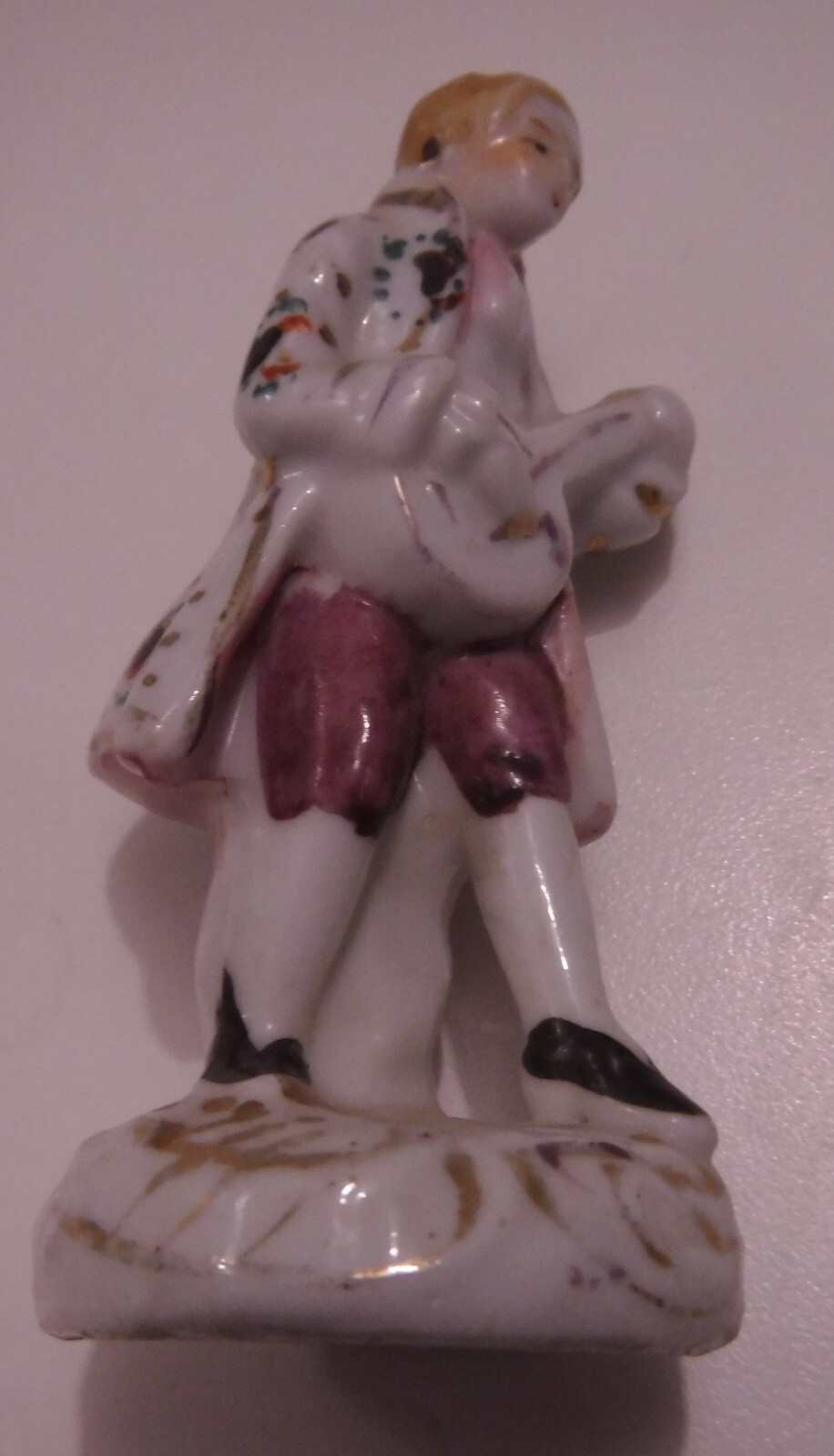 Vintage Made in Japan Victorian 3 1/2 inch Porcelain Figurine Man Playing Guitar