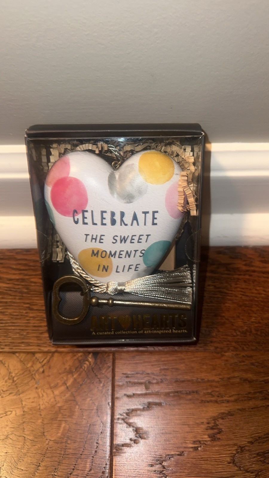 Demdaco Art Hearts “Celebrate the Sweet Moments in Life” Decor Hanging w/Key NEW
