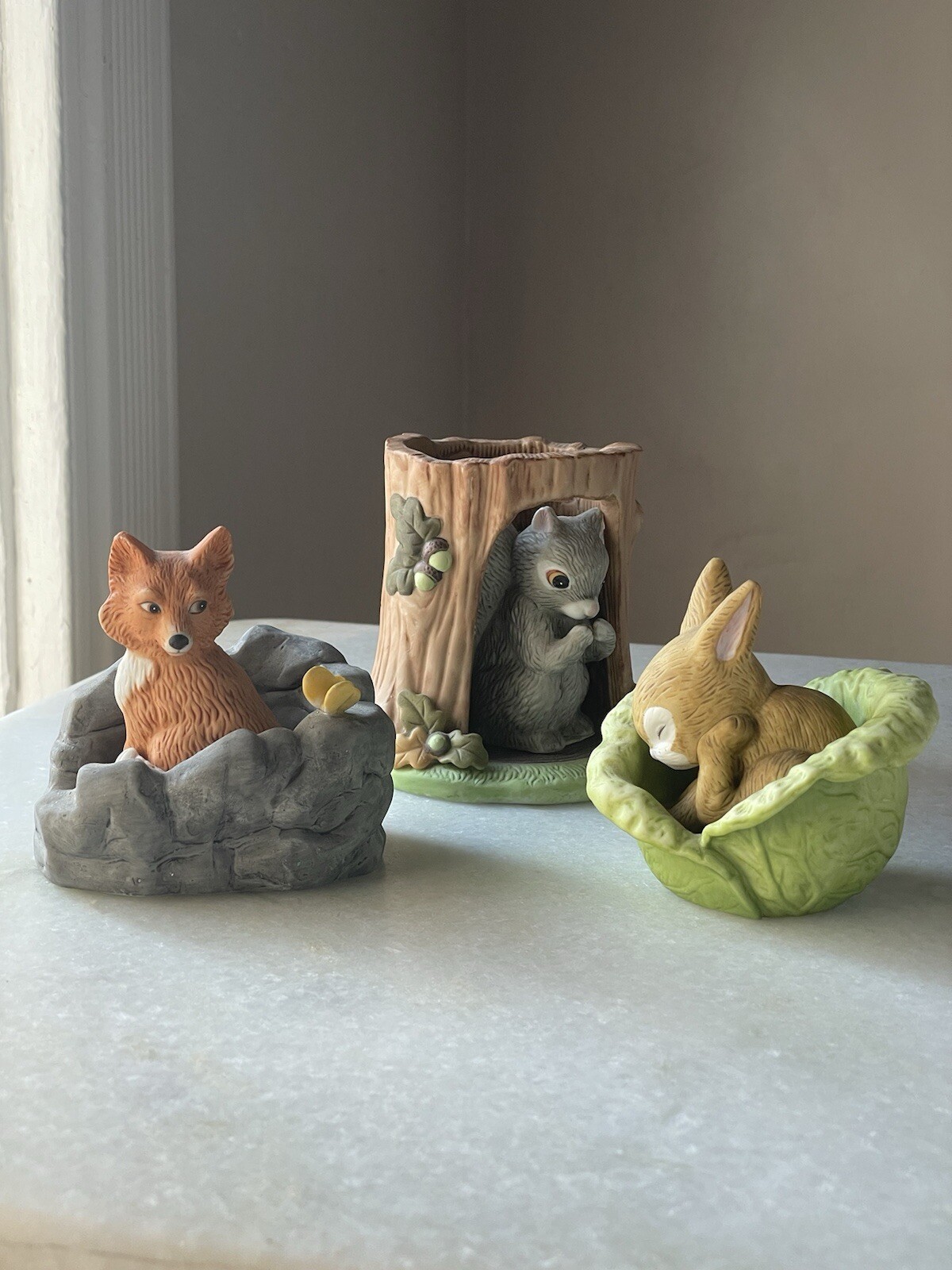 Vintage 1984 Porcelain Woodland Surprises Jacqueline B Smith Squirrel Fox Rabbit