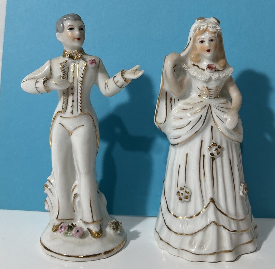 Wedding couple figurines 5 1/2 Half Inches Tall occupied, Japan, lady and gent