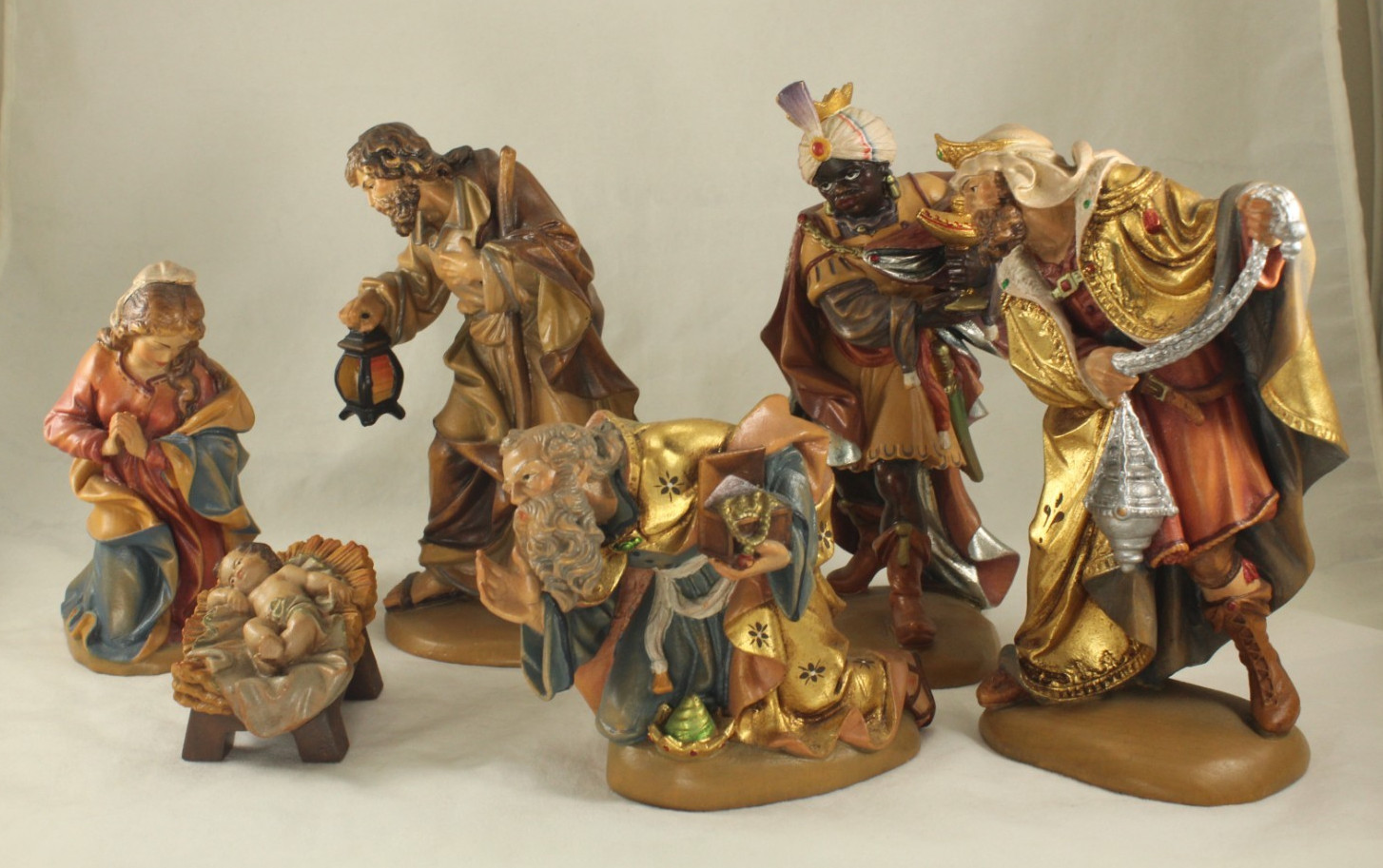6 Pc 6½” Hand Carved & Painted Nativity Set by Paul & Robert Eder – Oberammergau