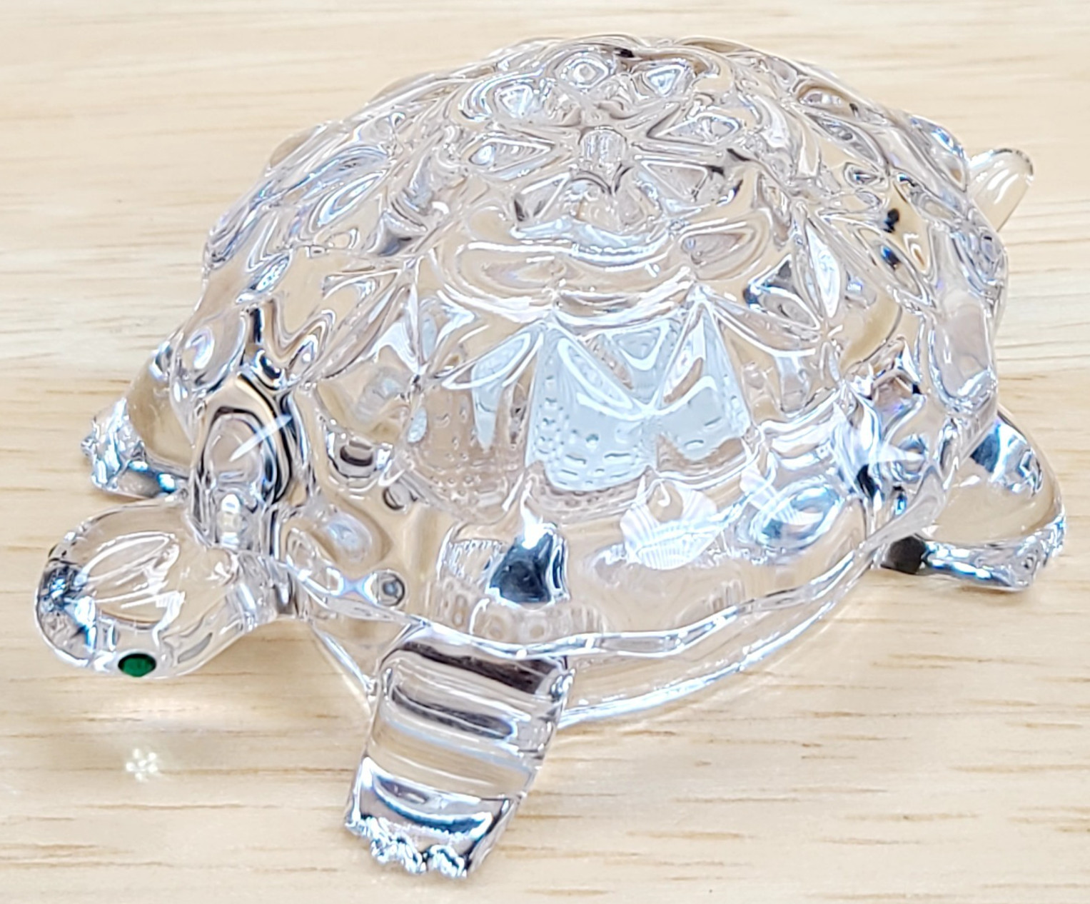 Lenox Fine Crystal Turtle Czech 3″ Green Rhinestone Eyes Art Glass