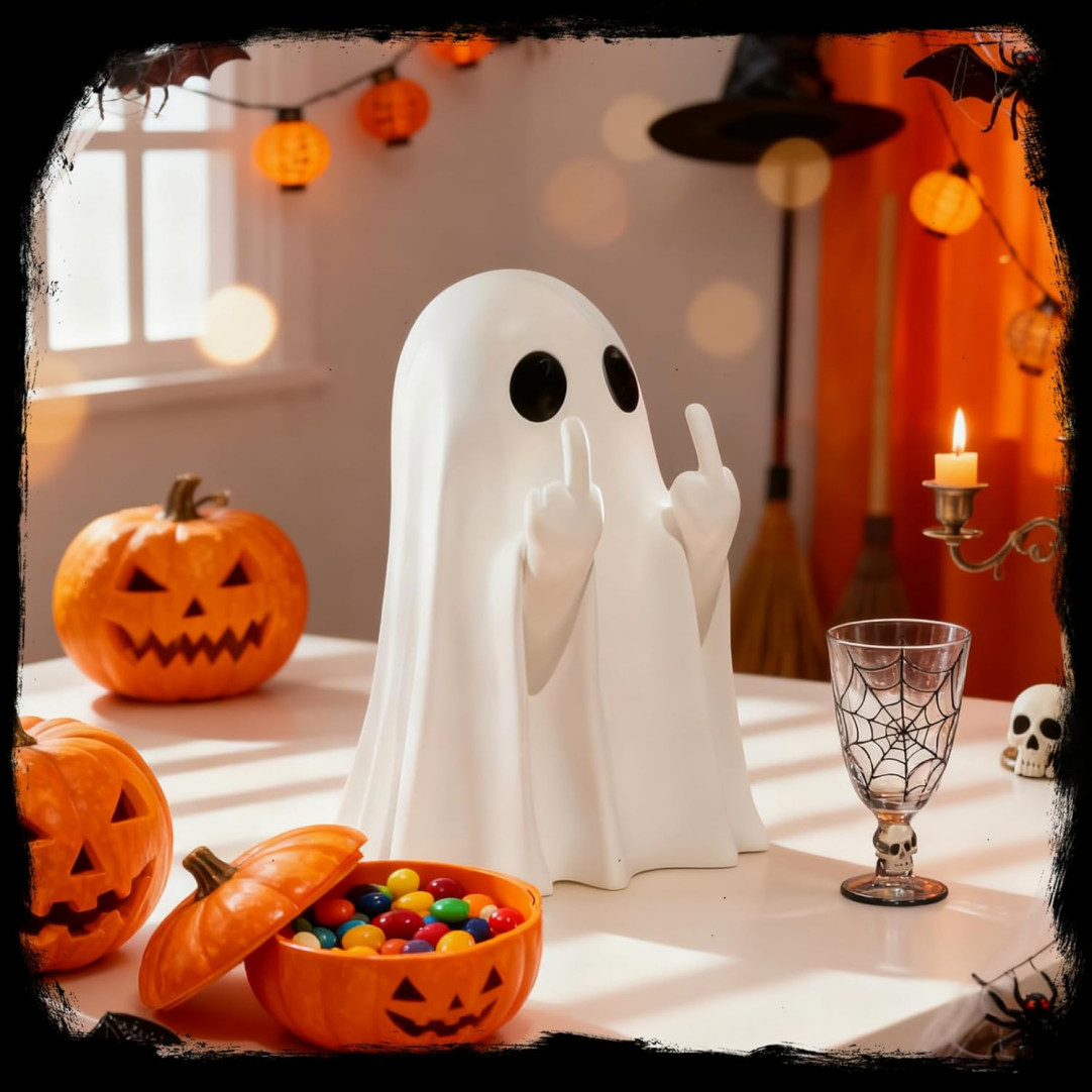(2 Pack ) Cute Ghost Figurine Spooky Resin Statue Decoration Home Tabletop NEW