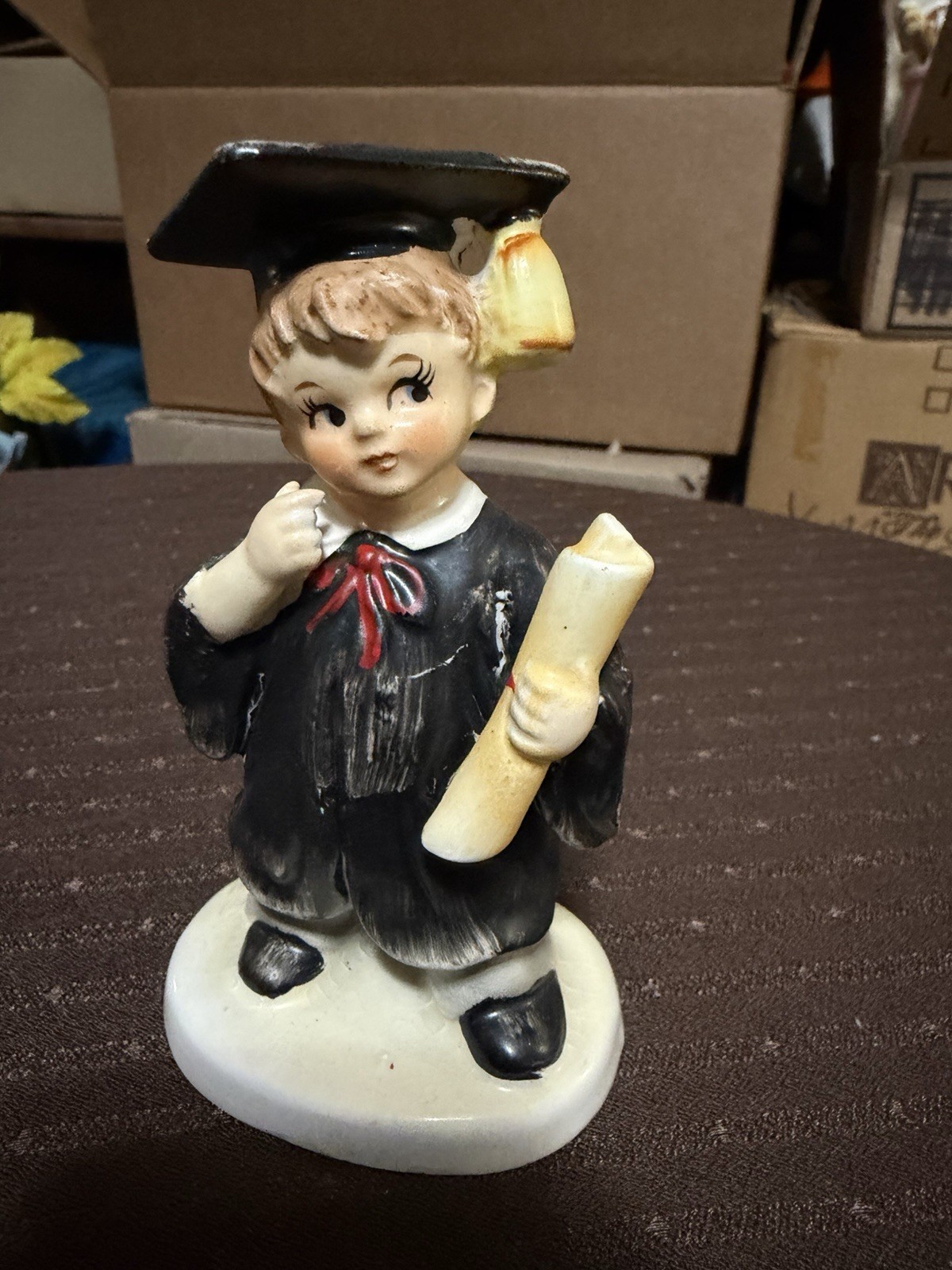 Vintage Lefton graduation boy ceramic figurine.