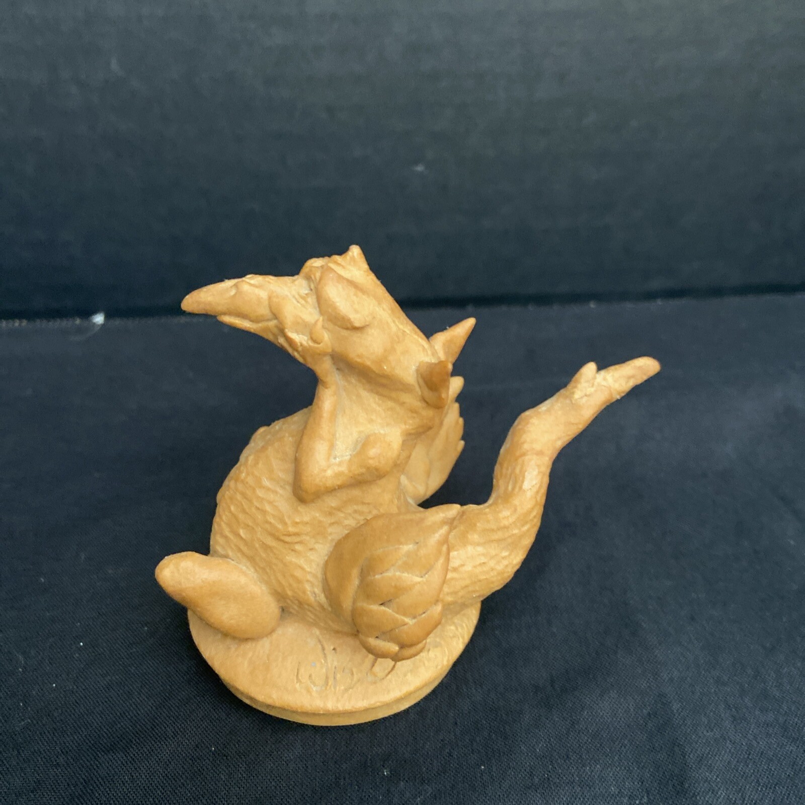 Vtg Poly Resin Dragon Paintable Handmade Signed Made in USA 3.25″ H