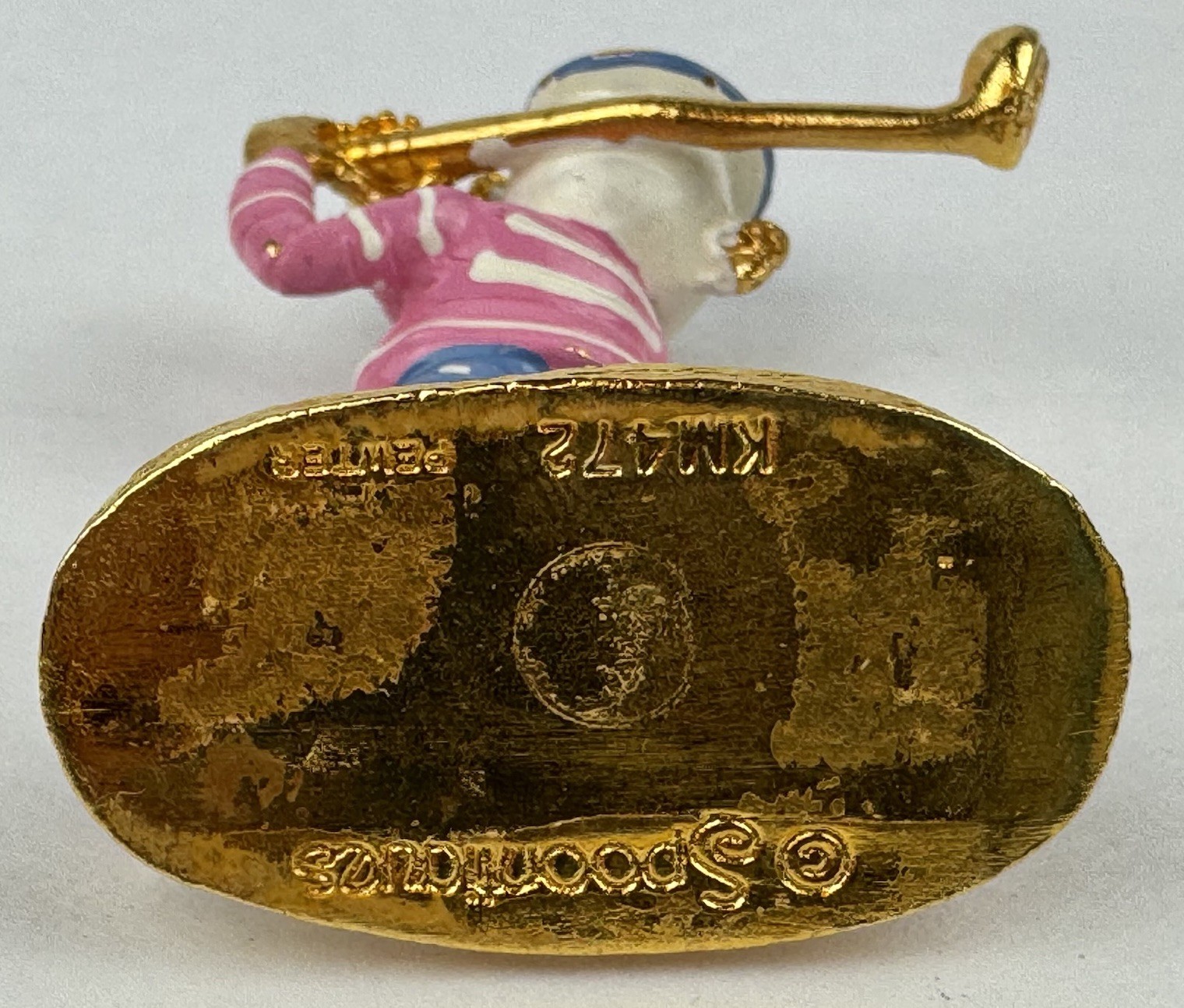 3 Spoontiques Pewter Miniature Gold Clown Swarovski Crystal Tennis Golf Baseball