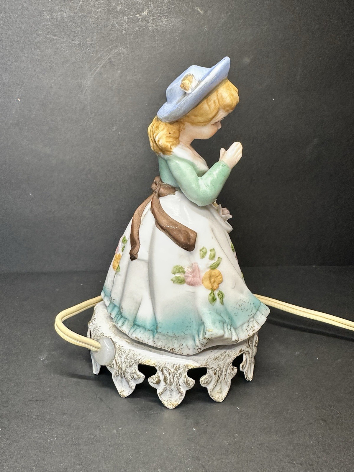 Vintage Southern Belle Porcelain Girl Ceramic Lamp Night Light 6″