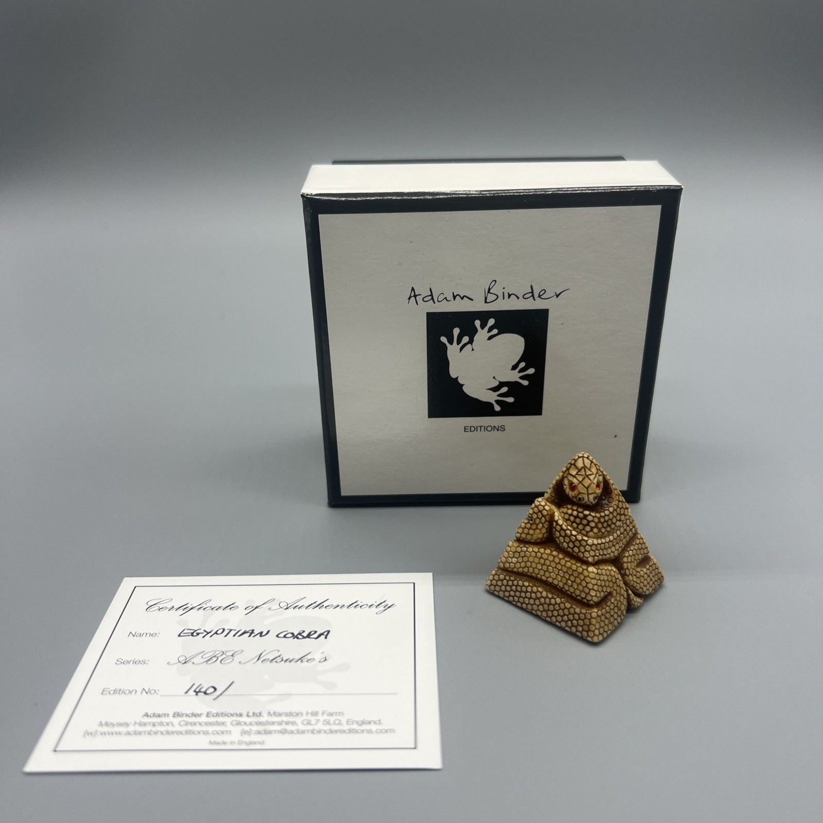 Adam Binder Editions Figurine Limited ABE Netsuke Egyptian Cobra 140/?