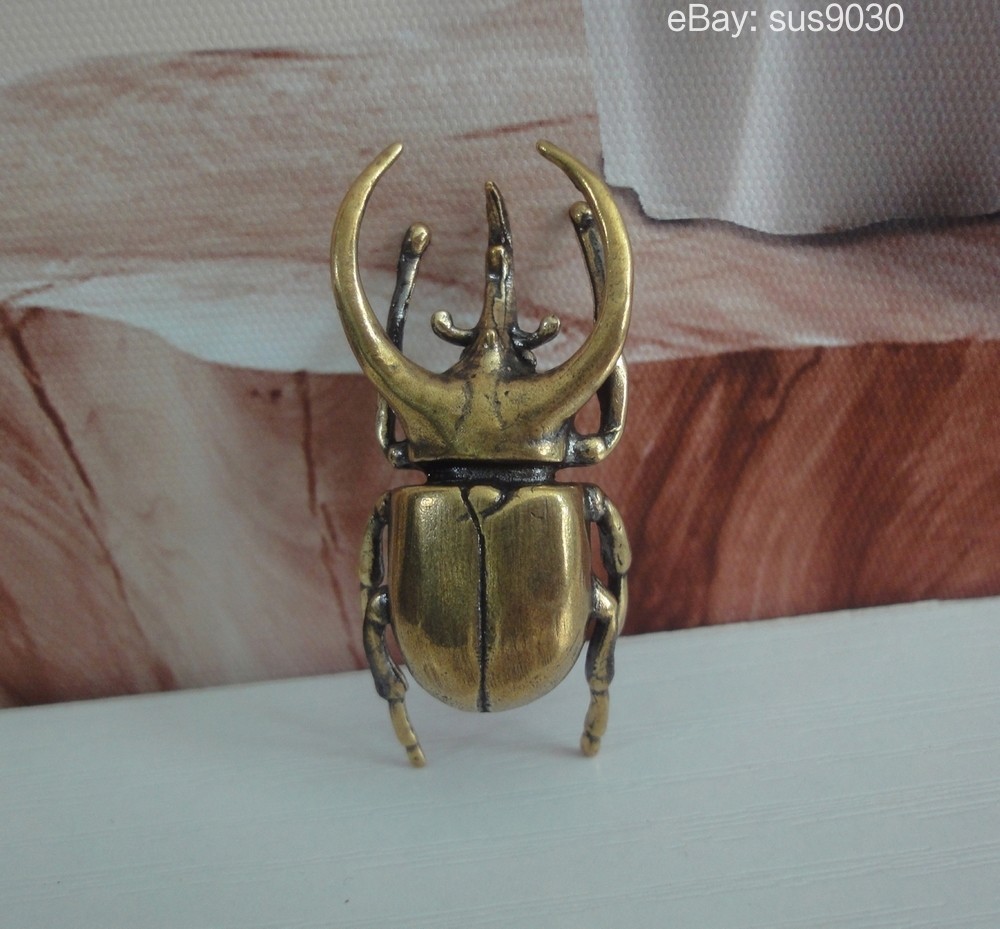 Solid Brass Rhinoceros Insect Statue Home Ornament Birthday Gifts