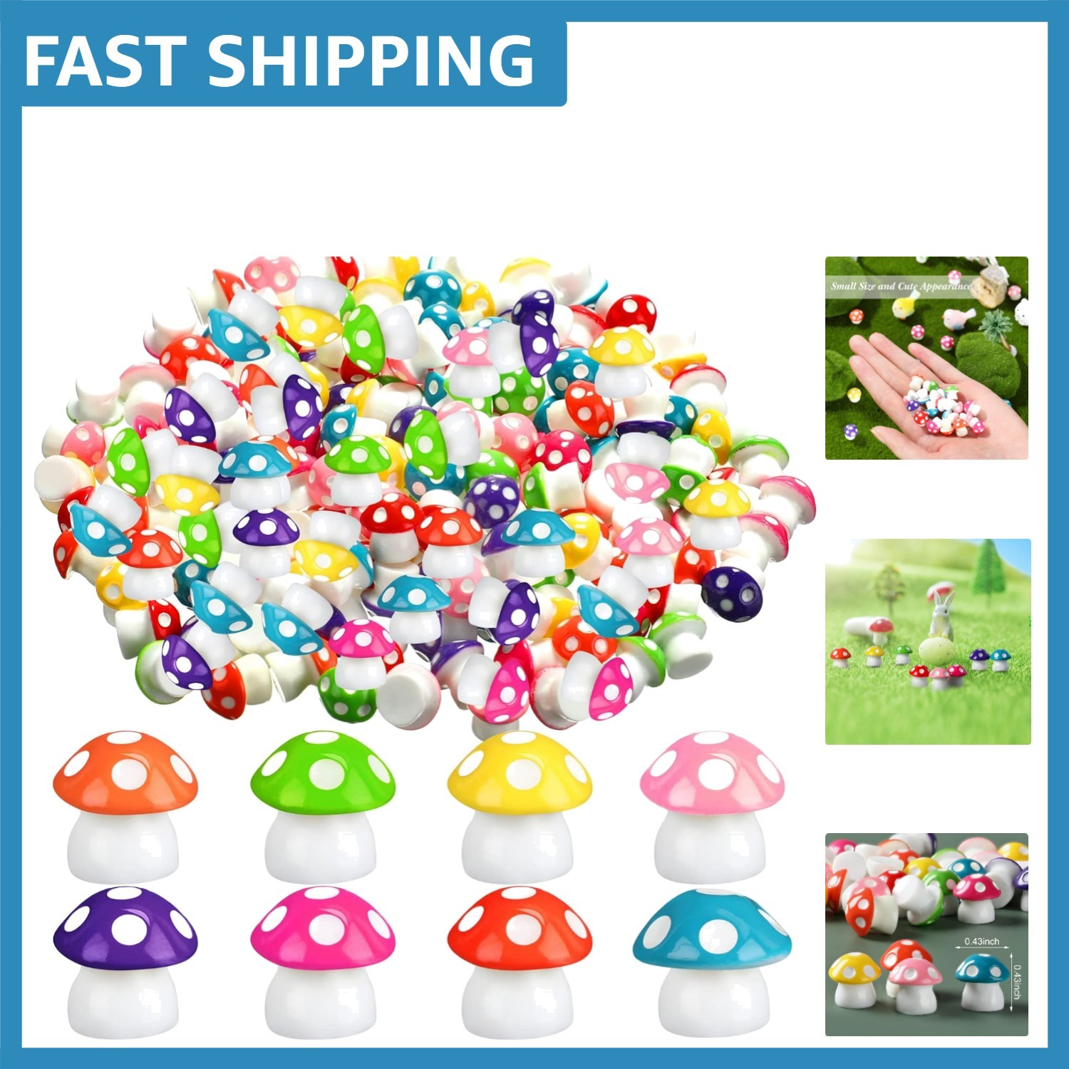 Vibrant 160 Mini Mushroom Statues – Lightweight Garden Ornaments for All Ages