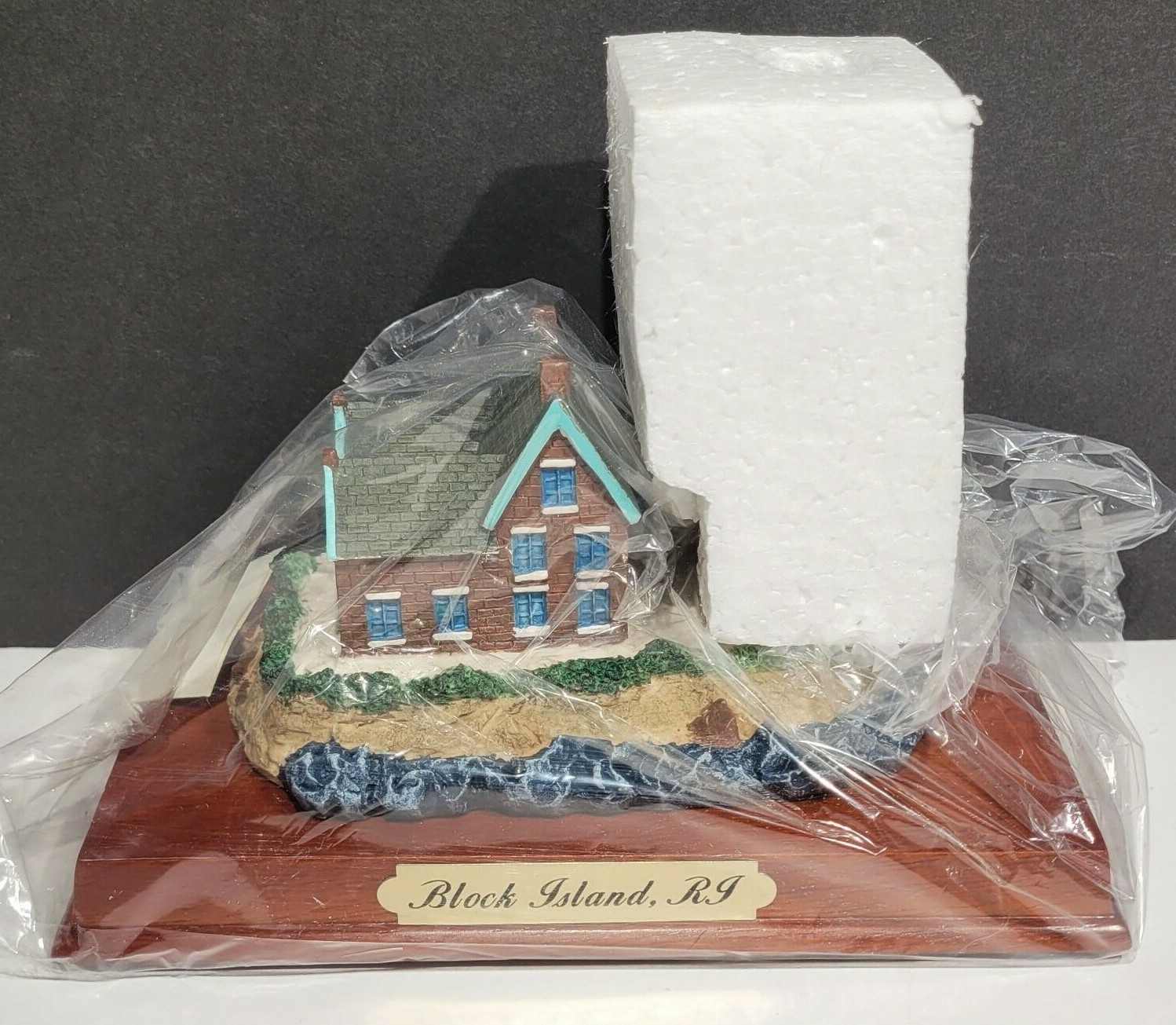 Block Island Rhode Island Coast Lighthouse Miniature Sculpture Cherry Wood