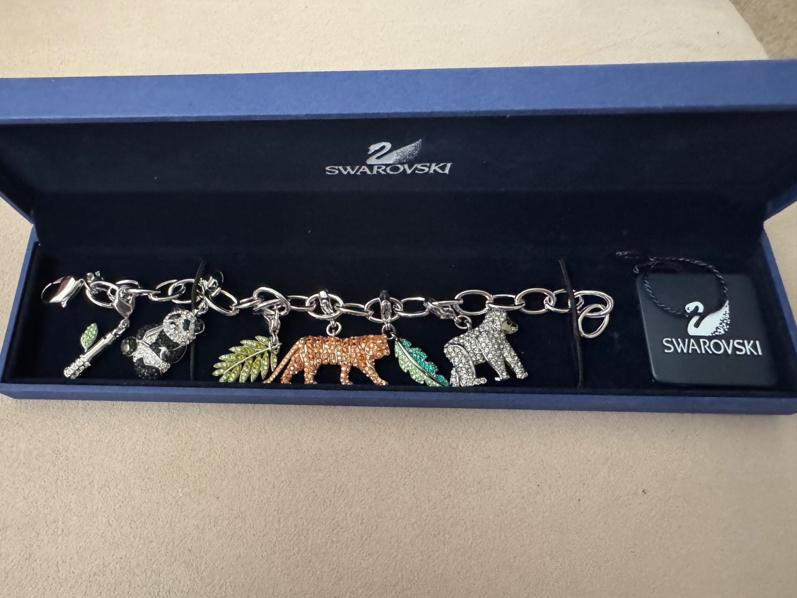 Swarovski Panda, Tiger, Gorilla charm bracelet 930685, 982410, 1029735