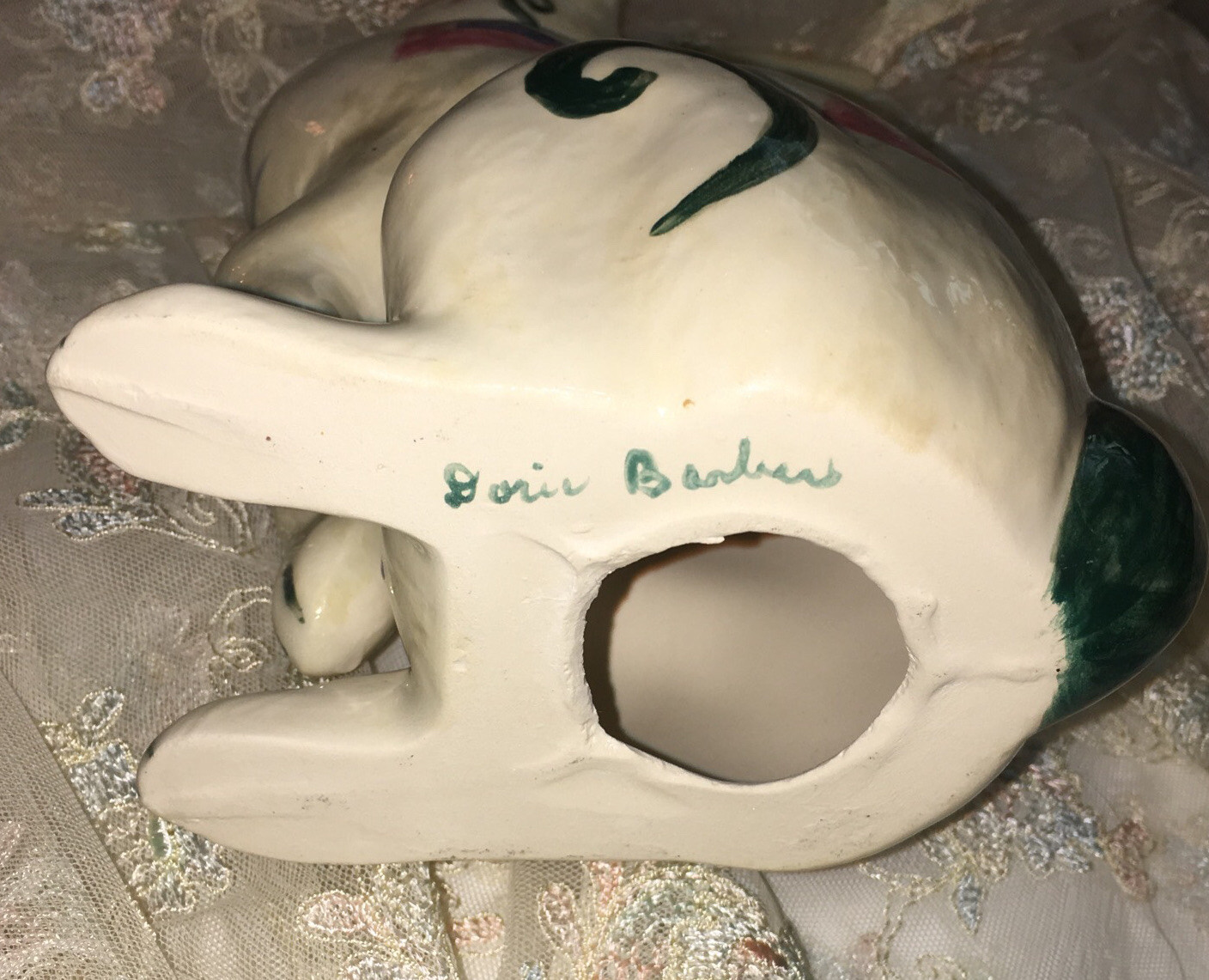 Ceramic Easter Bunny Rabbit Figurine Vintage signed by Artist