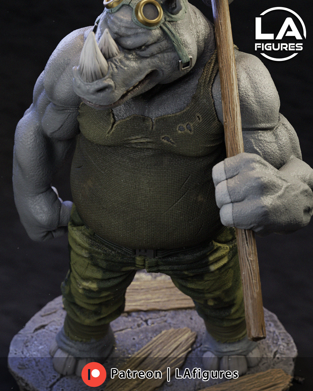 Rocksteady – TMNT 1/10 Scale Statue 3D Print Model Kit Unpainted