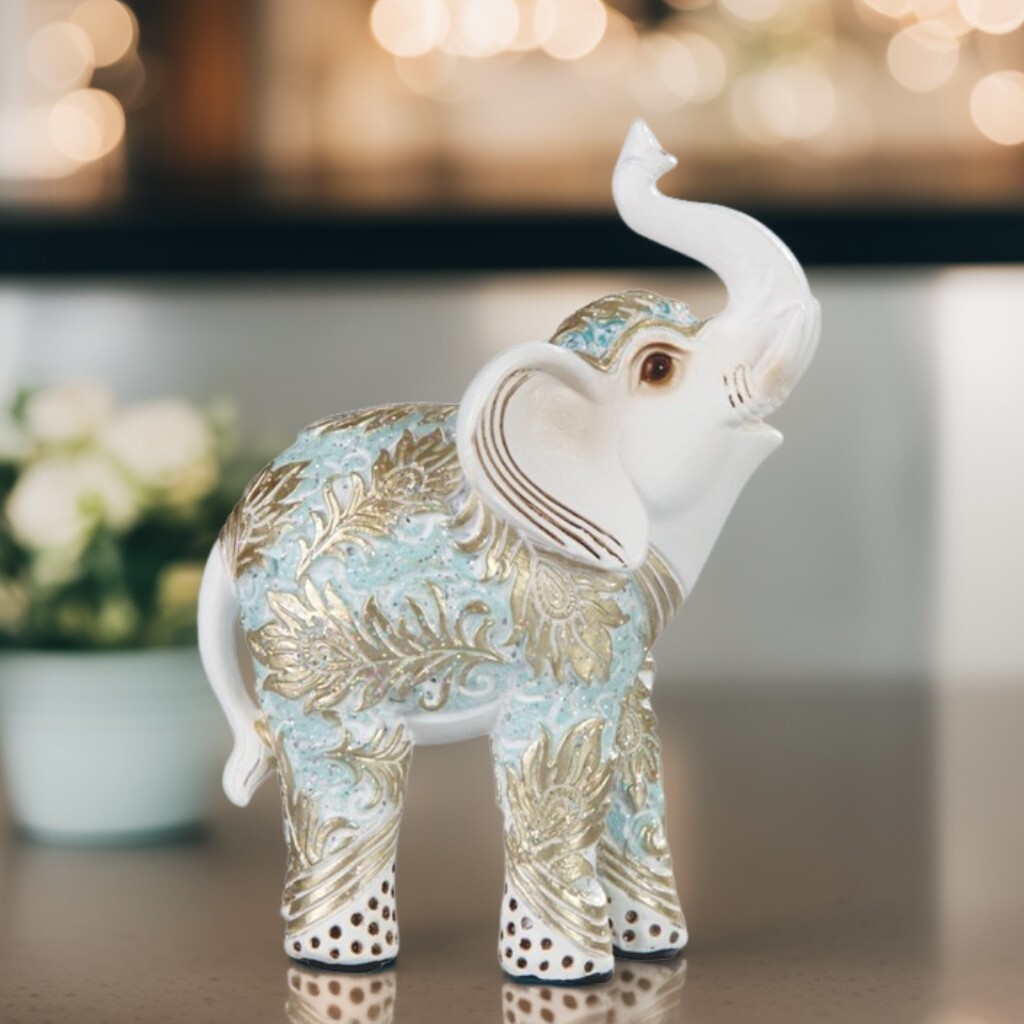 4.75″H Thai Elephant in Baby Blue Figurine Ornament Home Decor Unique Gift