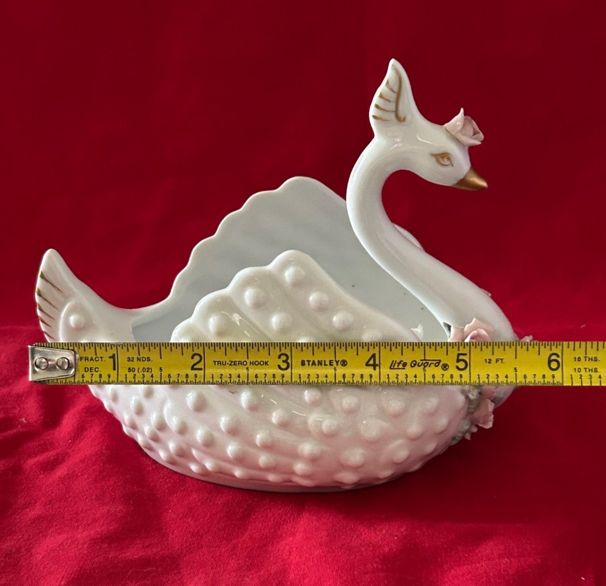 Vintage Lefton Japan Porcelain Swan White Hobnail Trinket Dish Wedding Décor MCM