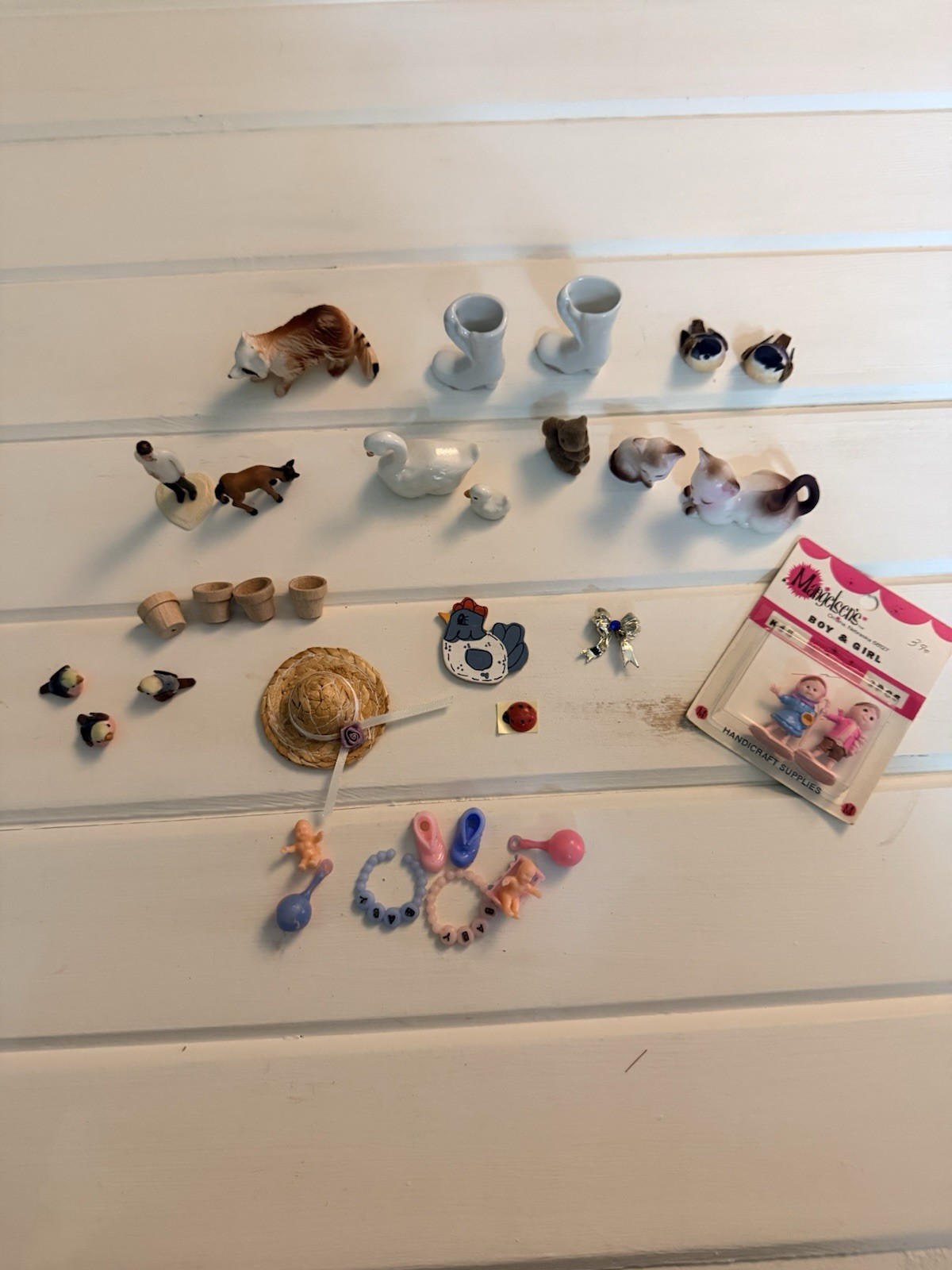 Miniatures Figurines Dollhouse Shadowbox Vintage Animals Goose Cat Misc Lot