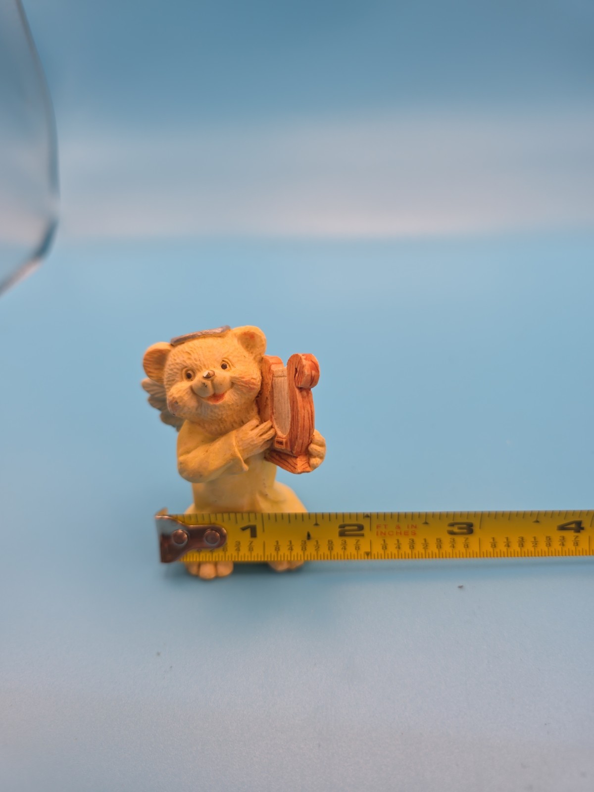 Angle Teddy Babies Bear Ceramic Figurine Yellow Playing Harp 1995 Pre-owned