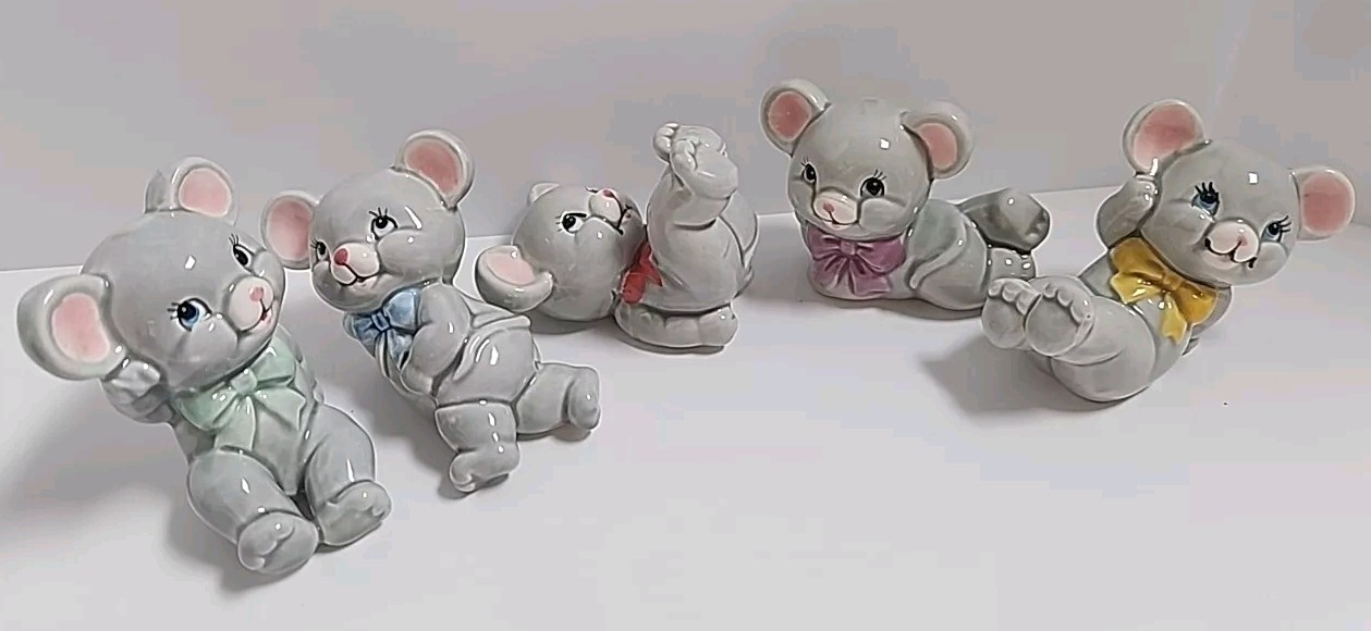 MCM Anthropomorphic Miniature Mice Figurines by RUSS BERRIE CO KOREA 50s VGC
