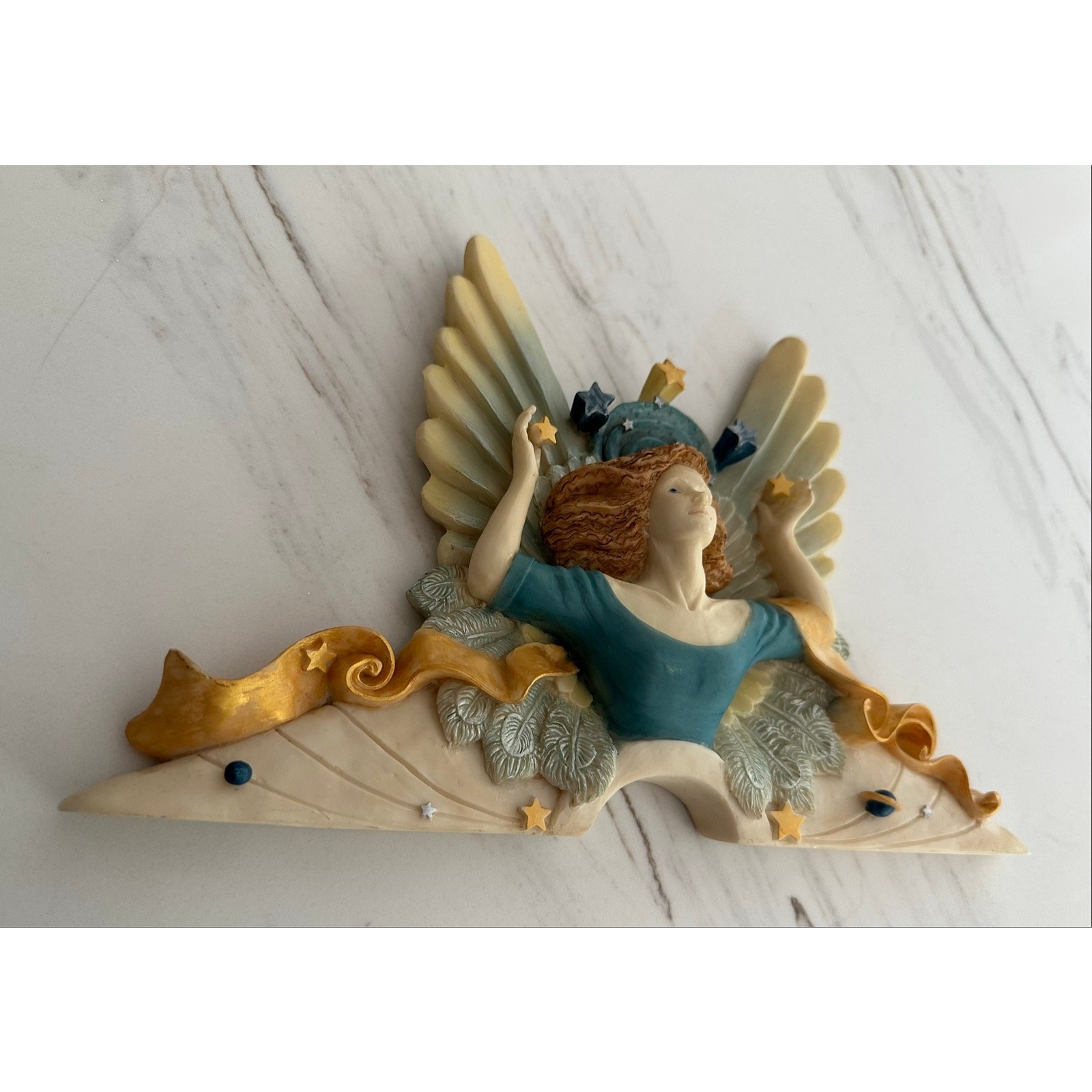 VTG 1998 Penni Jo UDC Angel Wall Plaque 11″ Wall Art Stars Wings Fantasy Decor