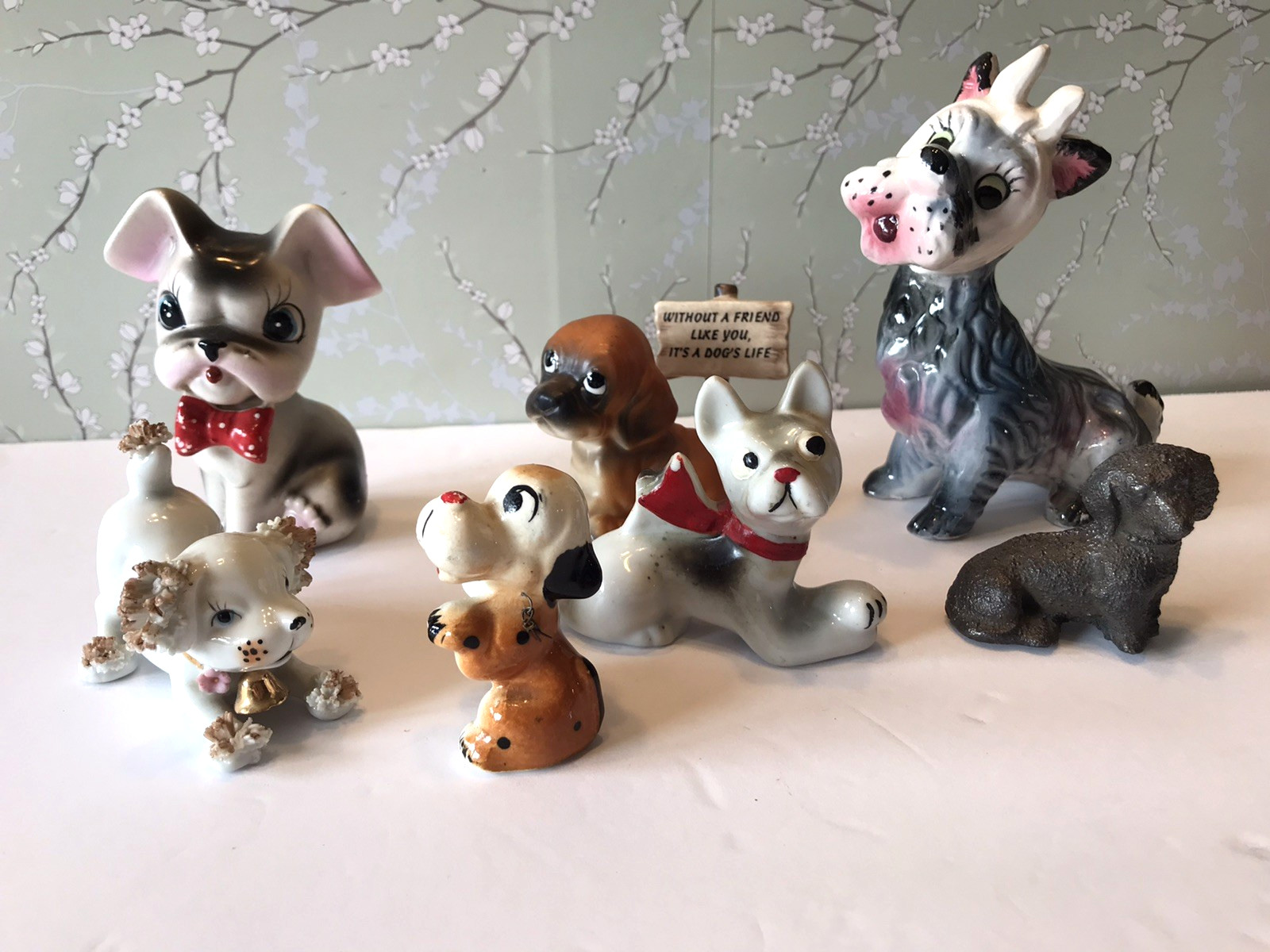 7 Vintage Puppy Dog Kitchy Miniature/Small Figurine Variety Lot