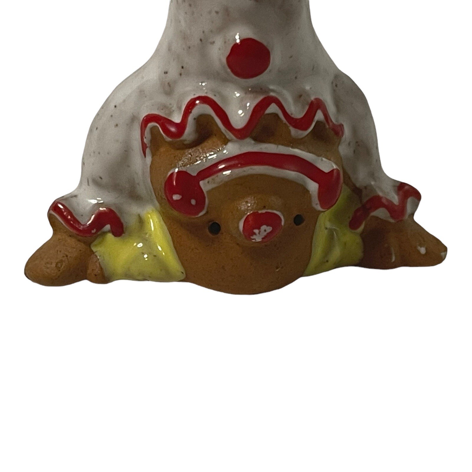 Clown Head Stand Figurine Red White Glazed Terra Cotta Clay 4.75″ Napcoware