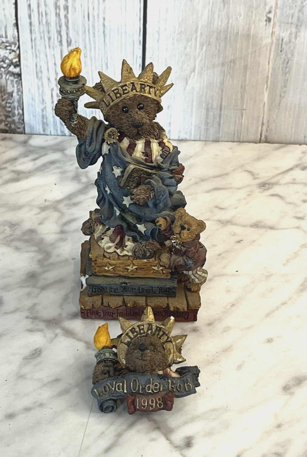 Boyds Bears Ms Liberty Statue Figurine and Pin Patriotic America 4th of July 98
