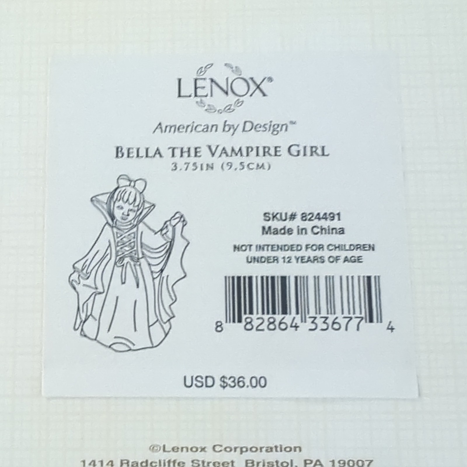Lenox Bella Vampire Girl Porcelain Figurine 3.75in Boxed American by Design