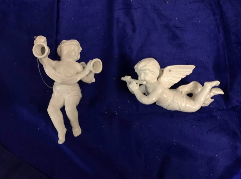 Angels 3 Fine White Porcelain Frolicking Musical Figurines