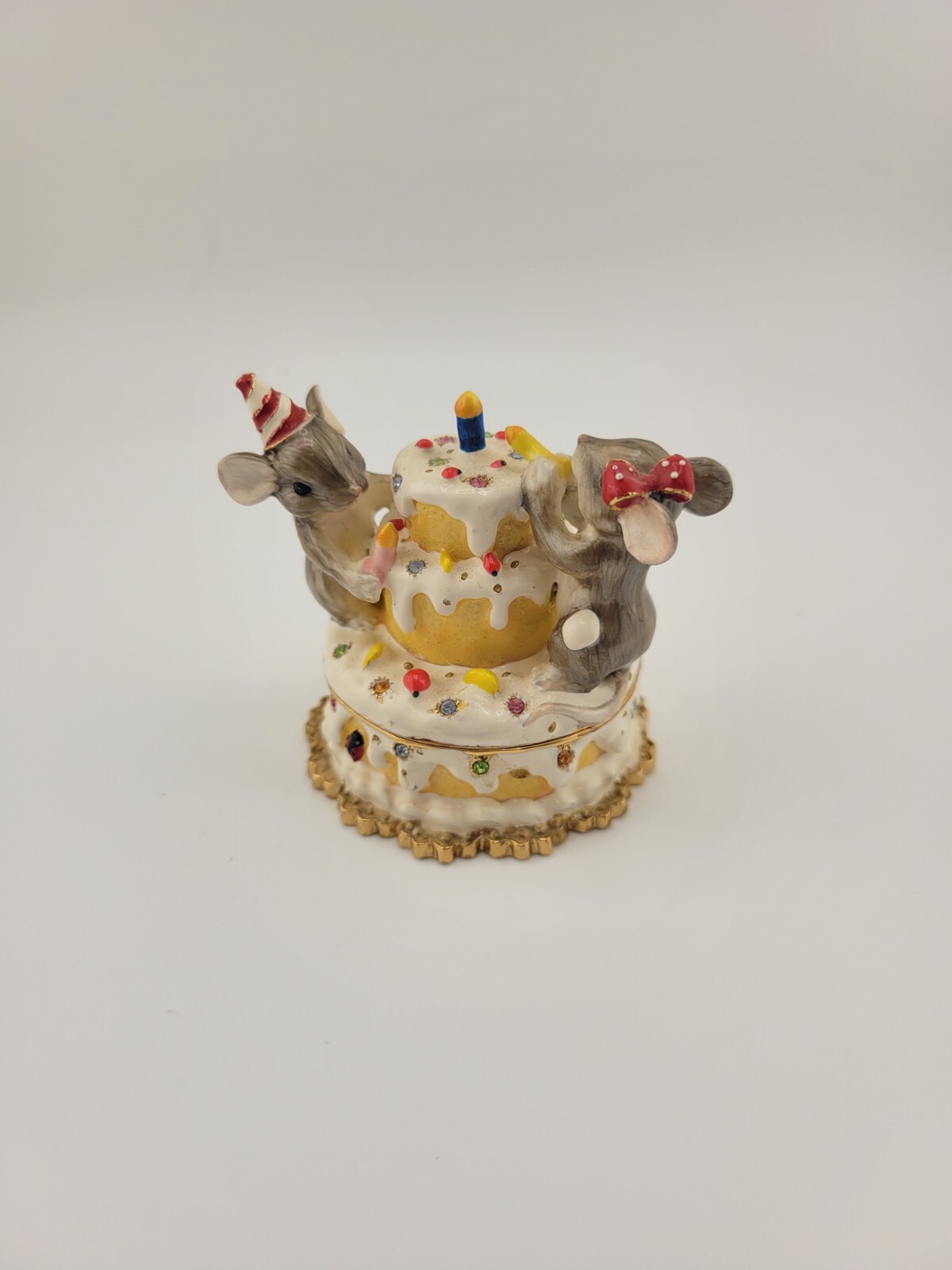 Charming Tails Mice Birthday Cake Mini Trinket Box