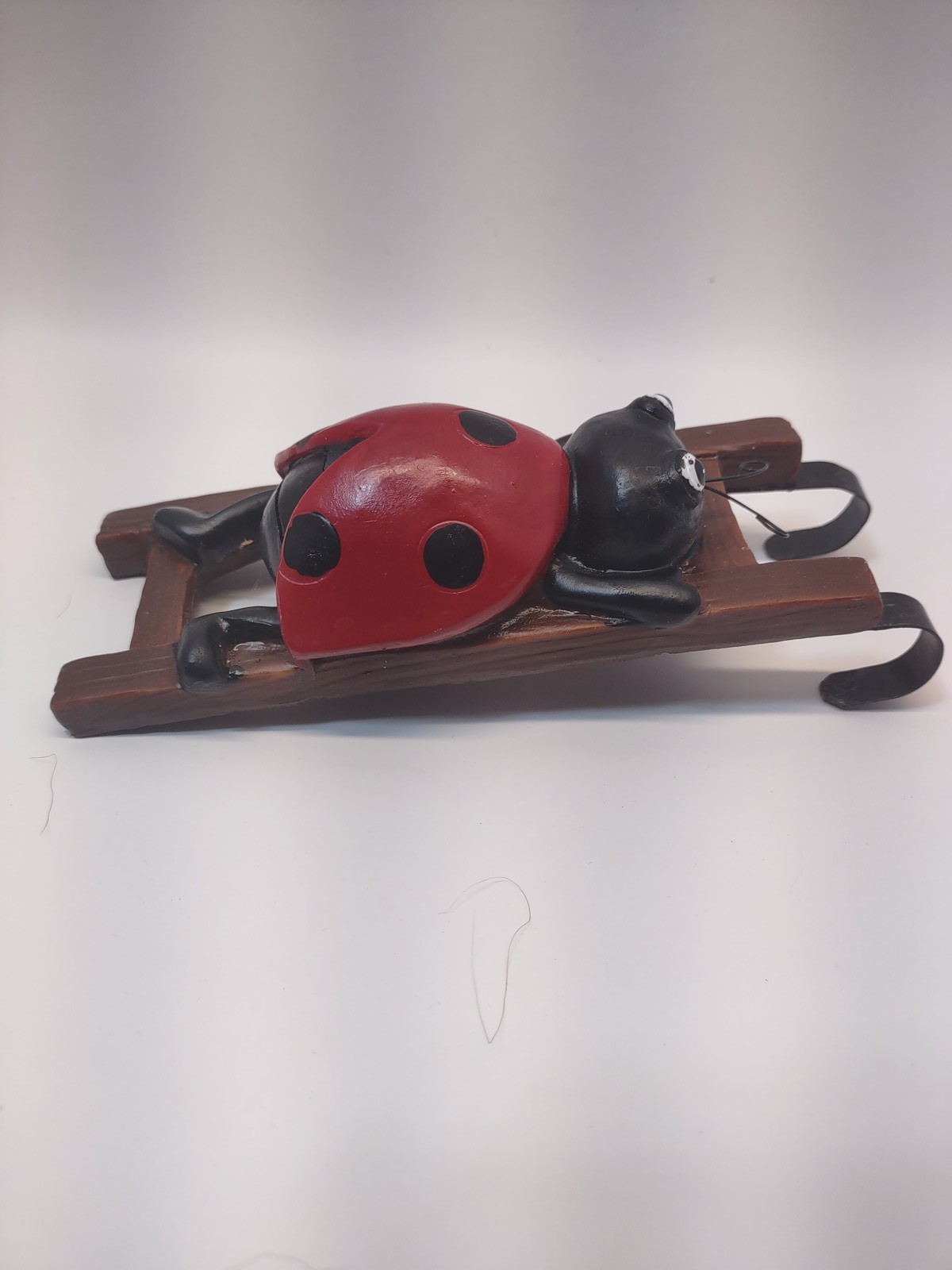 Cute Ladybug & Bee on Ladder Decorative Wall Hooks Figurine Garden Insect Decor