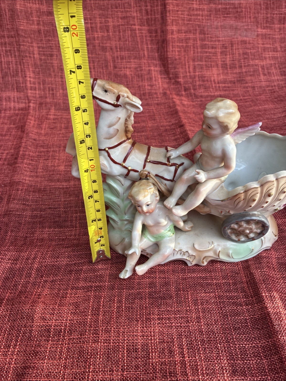 UCAGCO Japan Hand Painted Cherub & Deer Figurine Vintage Porcelain