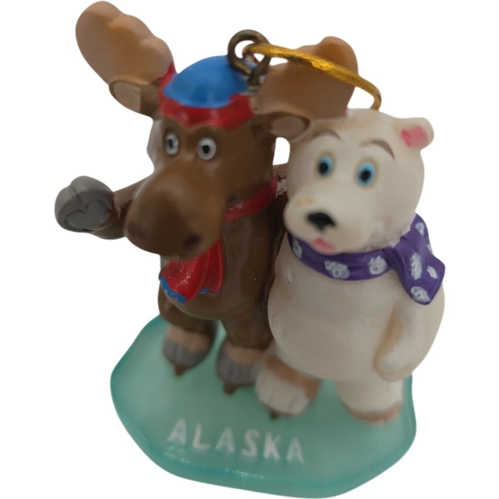 Alaska Moose Bear Animal Ornament Christmas Souvenir Hanging Decor Lot of 2
