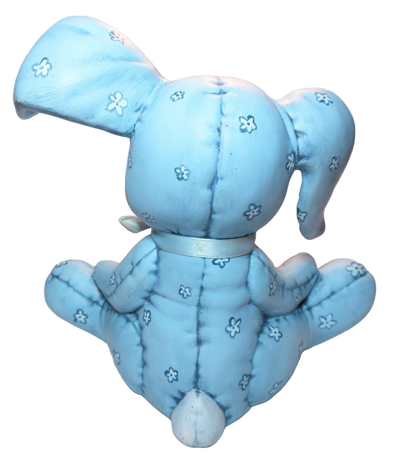 Vintage Kimple Mold Sitting Bunny Quilted Hand Painted Ceramic Rabbit Figurine