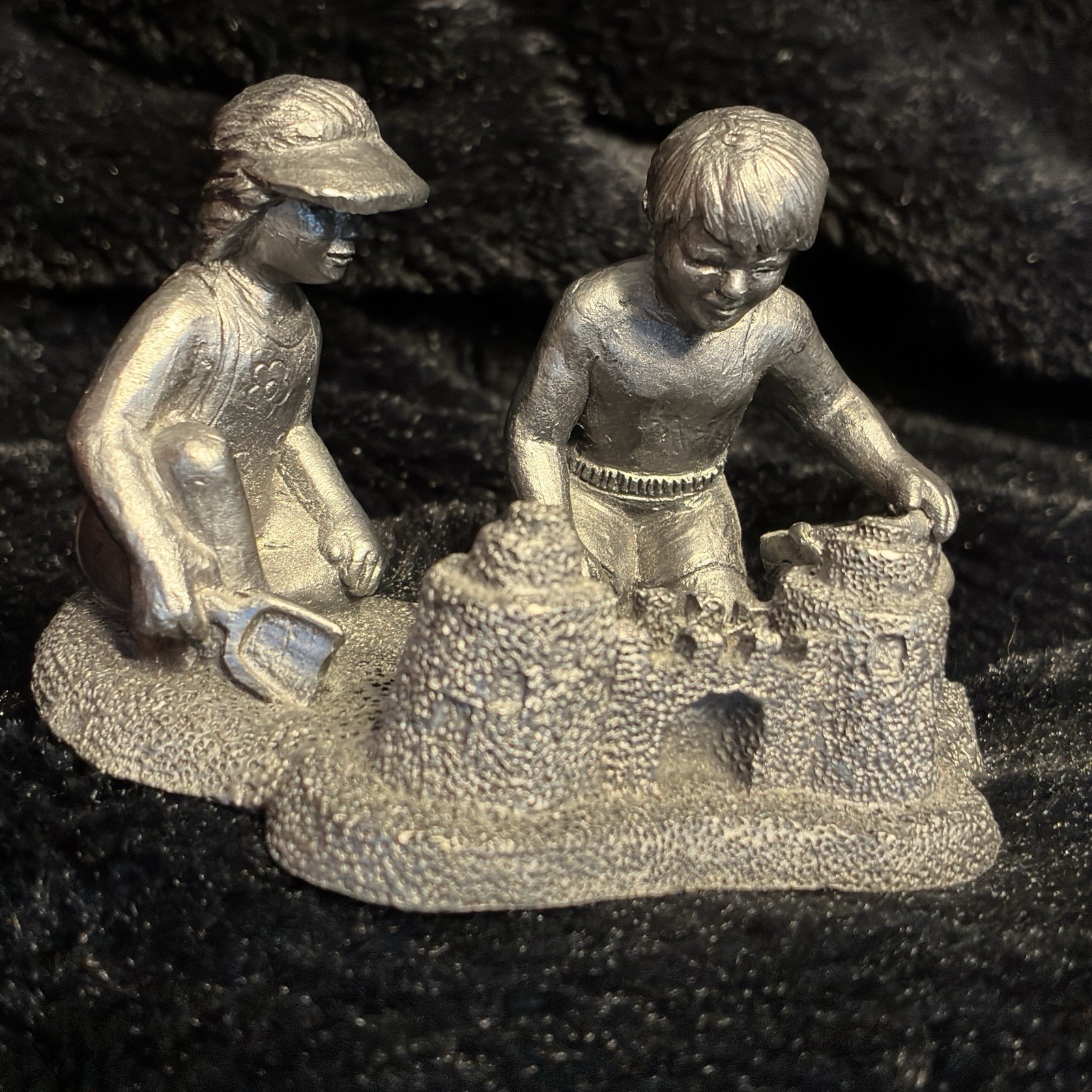 Children Building Sand Castle on Beach, Michael Ricker Pewter Sculpture #152/750