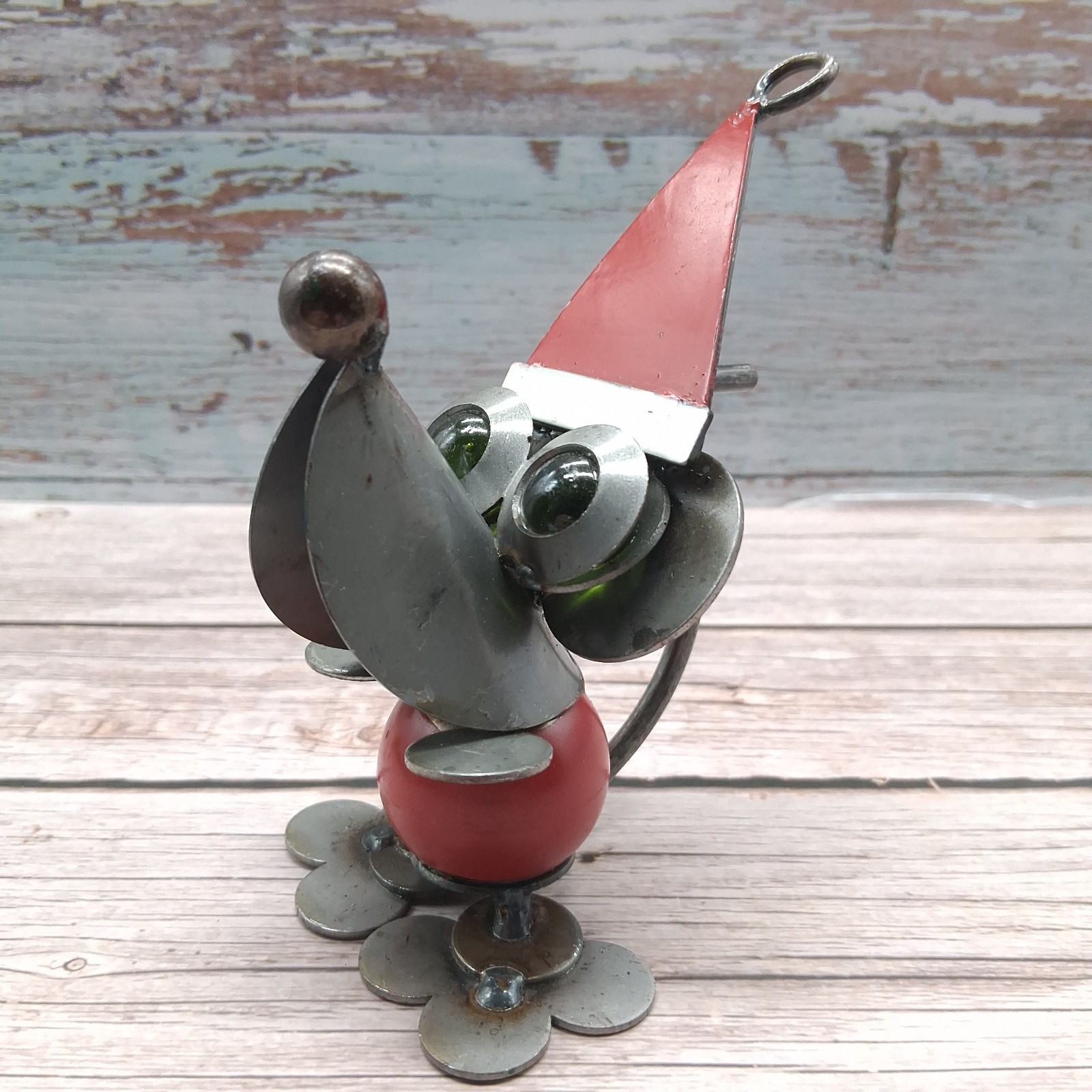 Metal Welded Art Santa Mouse Approx 6″ Inch Figurine Industrial Decor