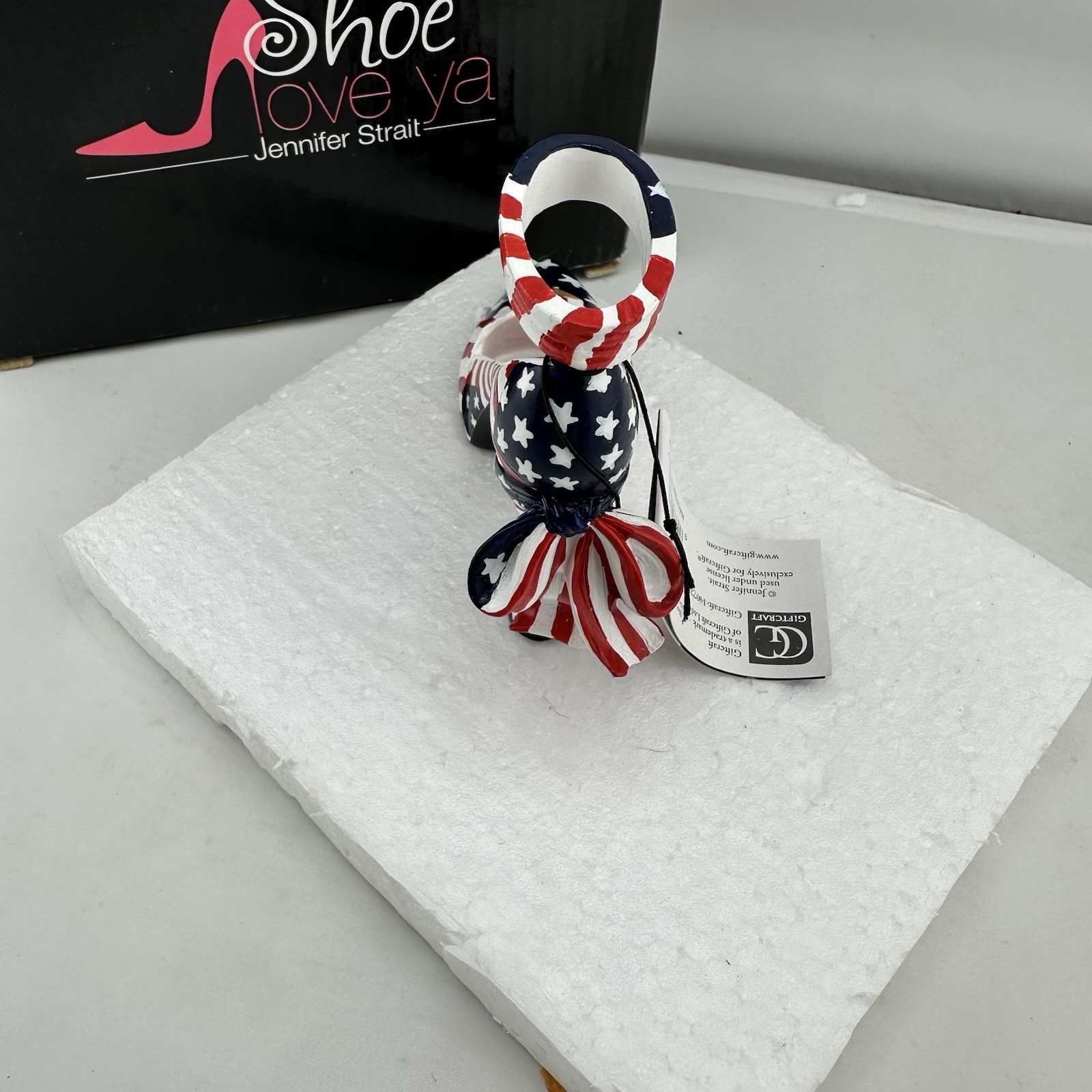 Shoe Love Ya Jennifer Strait Patriotic USA Flag Miniature Shoe Ornament Box