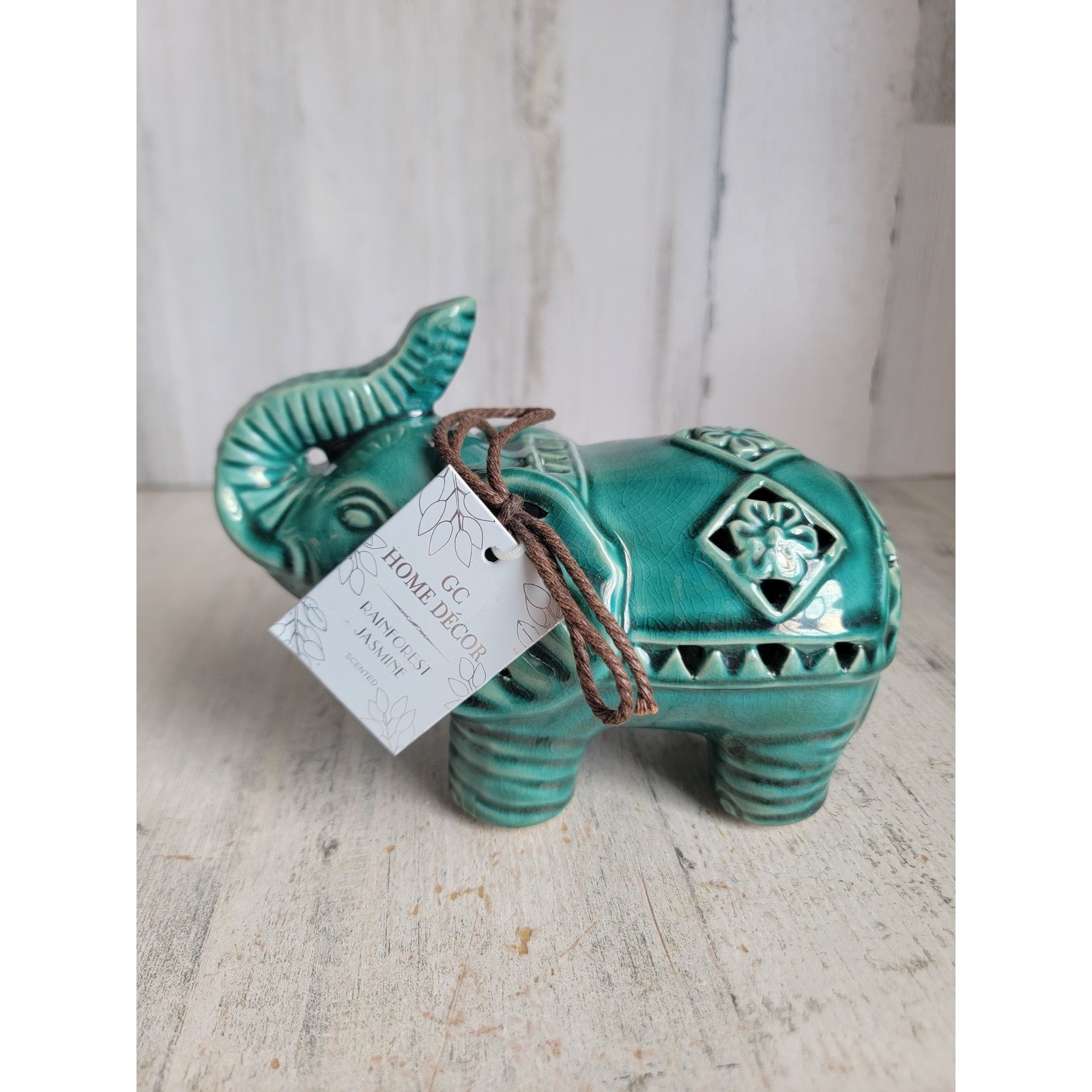 GC blue elephant scent bag holder unique home decor zoo ceramic