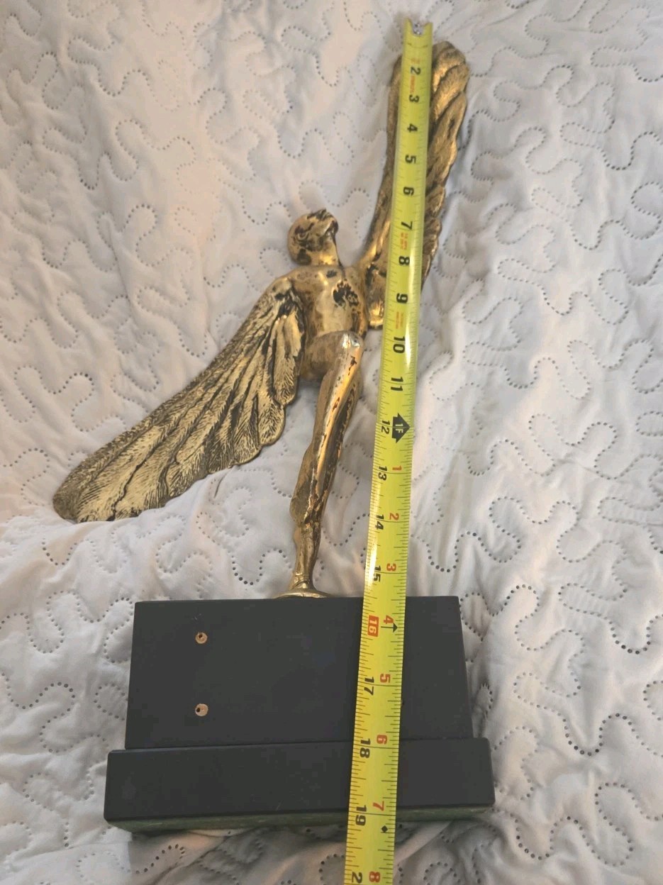 Cast Brass Art Deco Style 20th Century Dancing Icarus Sculpture Stone Base 19″