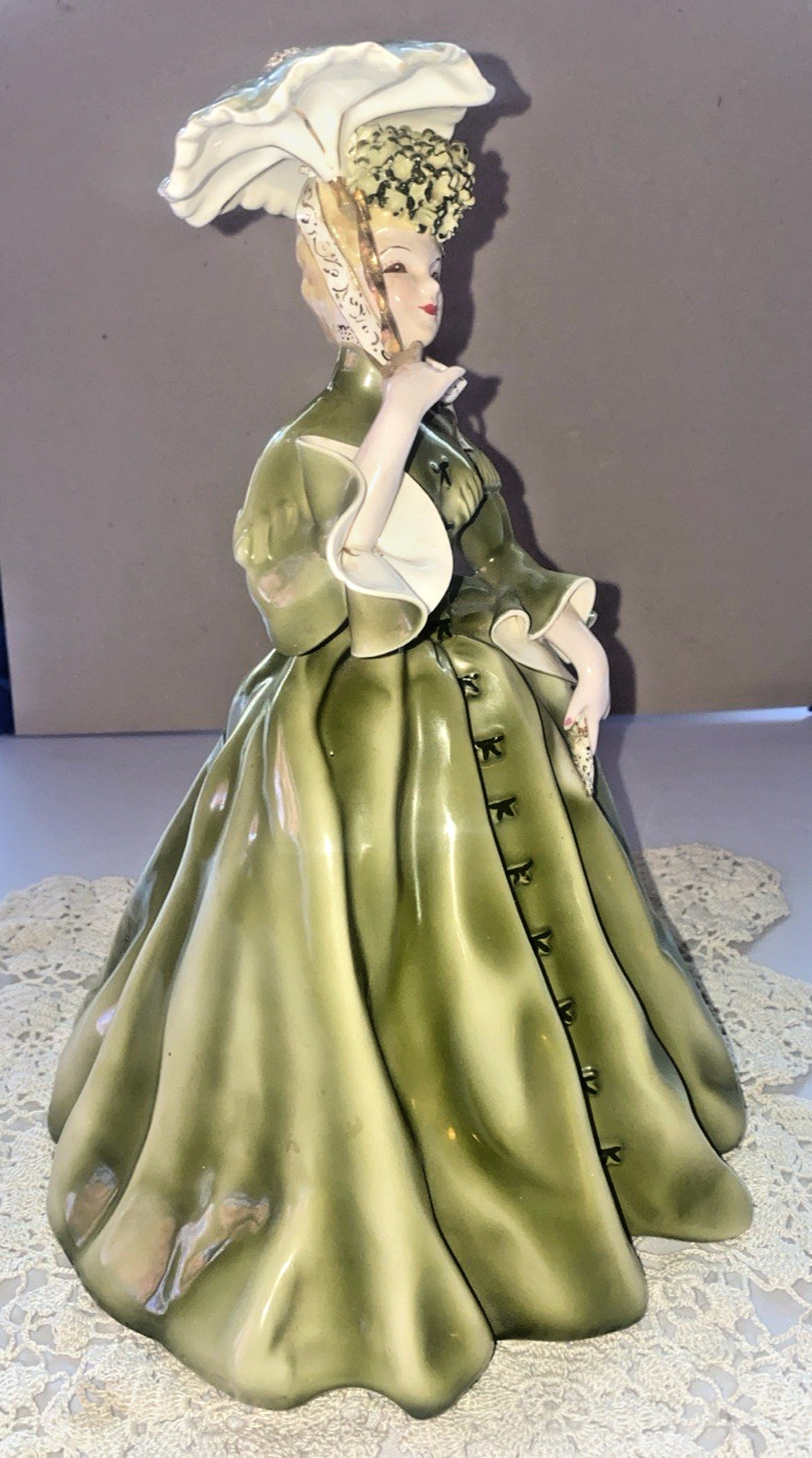 FLORENCE CERAMICS VIVIANE LADY with PARASOL VICTORIAN DRESS 50’s VINTAGE SIGNED