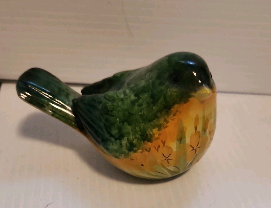 Vintage Hand-painted Stoneware Bird Figurine