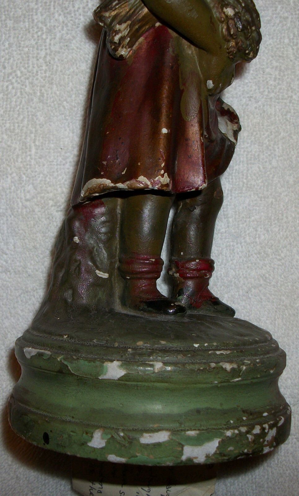 Antique Chalkware “Girl Carrying Wheat” statue 11″ Tall Faux Bronze