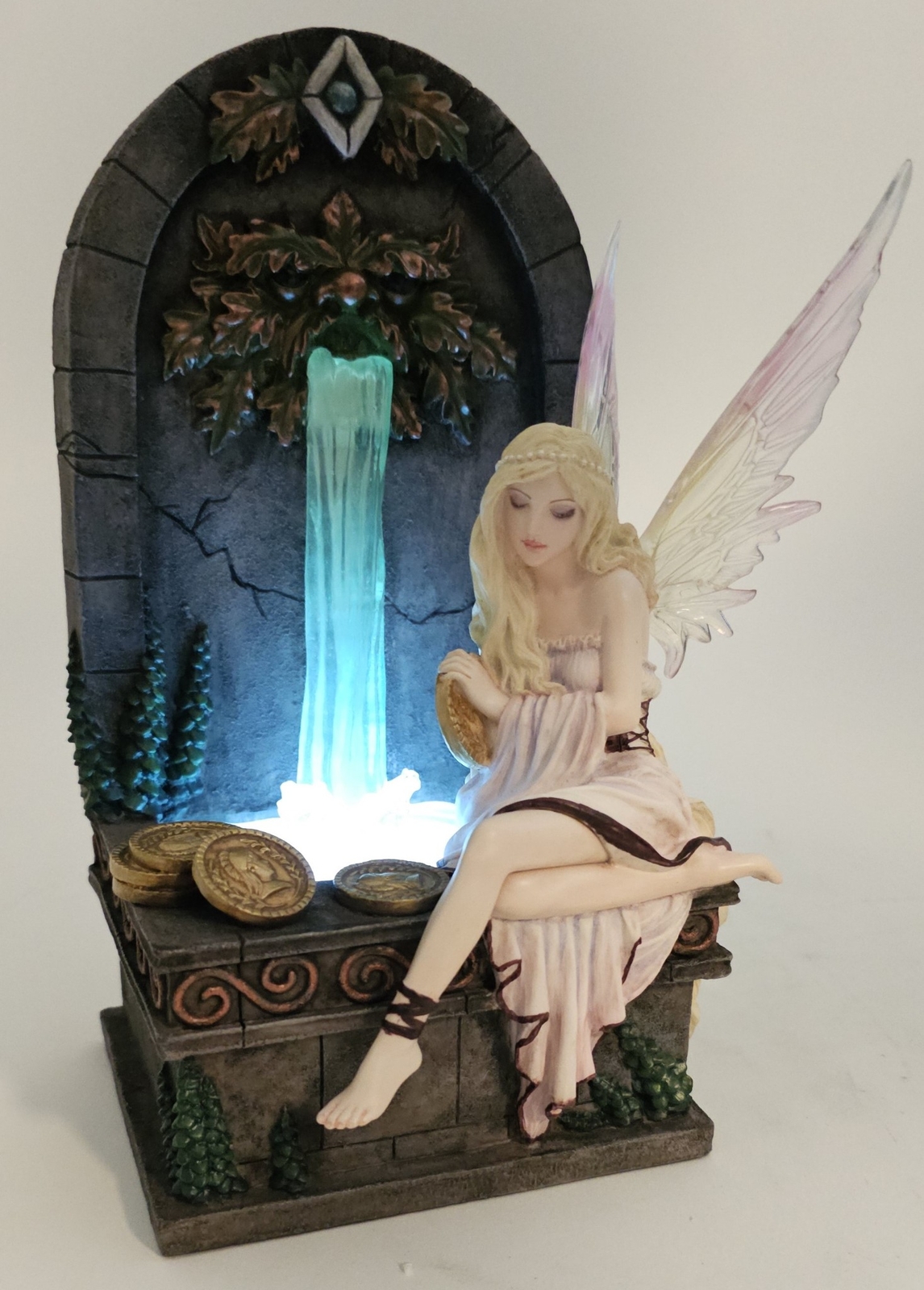 8 1/2″ Led Night Light Fairy Wishing Well Statue Hand Painted